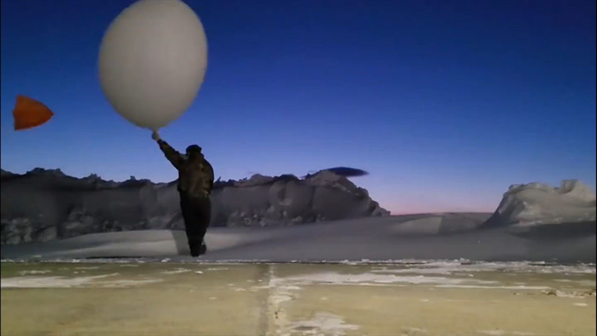 A meteorologist with the National Weather Service at the office in Caribou, Maine, lost control of a weather balloon as strong, gusty winds swept through the area.
