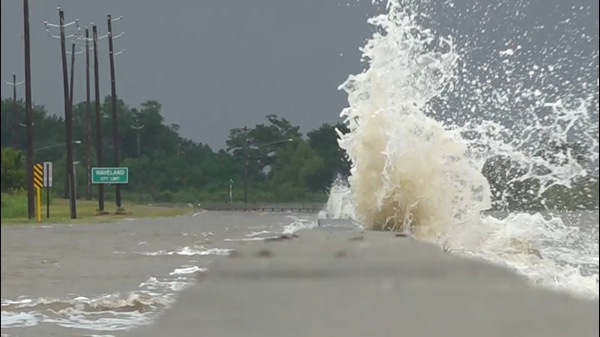 Tropical Storm Cristobal caused severe storm surges in Waveland, Mississippi, on June 7.