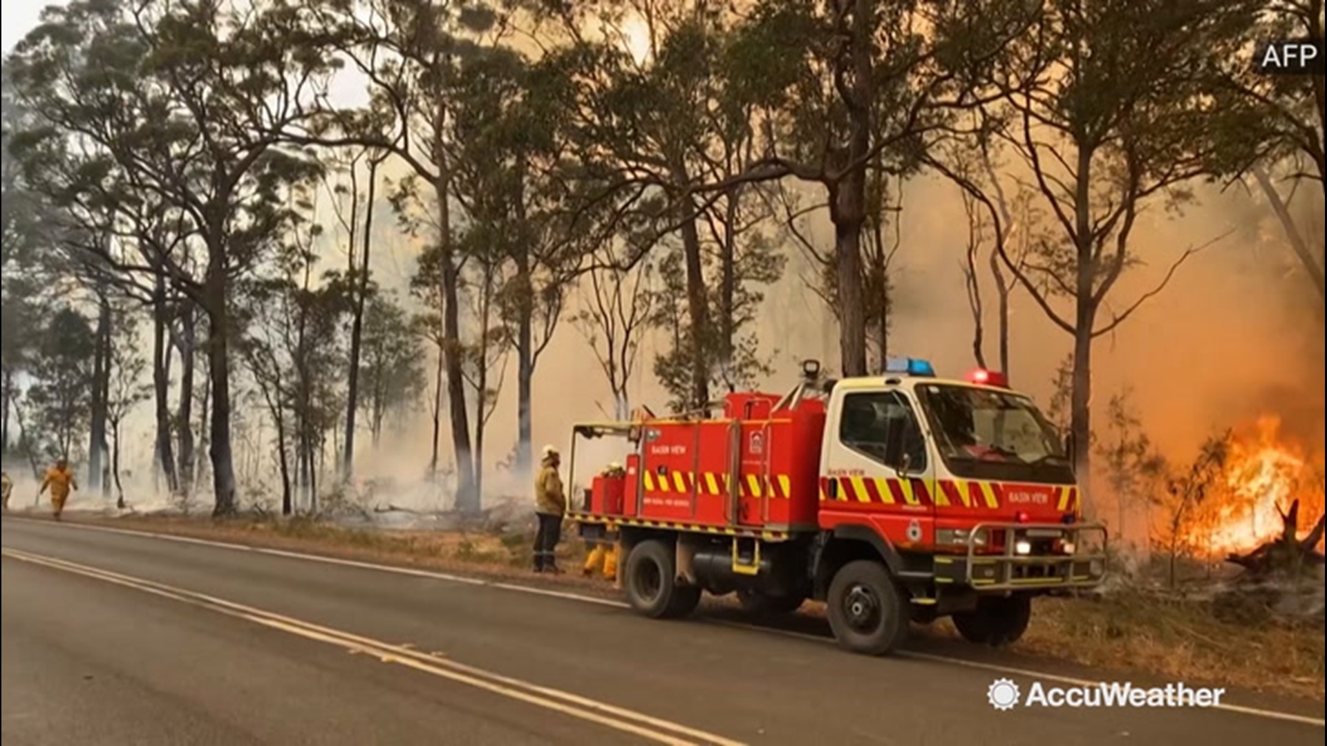 It may have been New Years Day, but firefighters were out in full force in New South Wales, Australia, on Jan. 1 battling wildfires that've been raging for months.