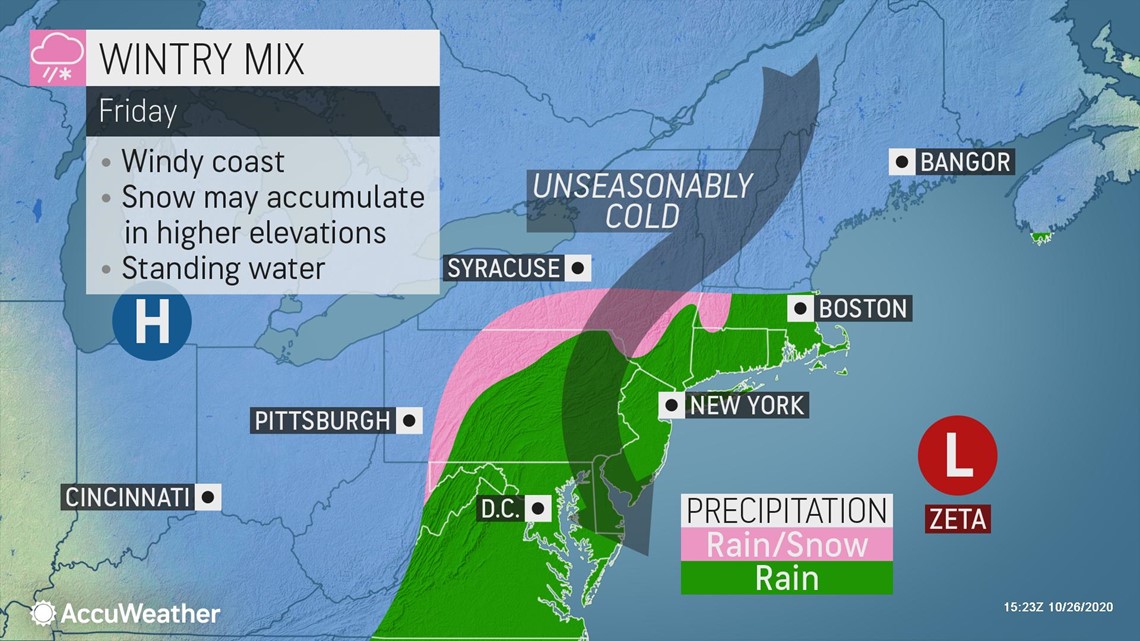 Zeta Forecast To Combine With A Winterlike Storm And Pummel The Northeast With Rain Snow Abc10 Com