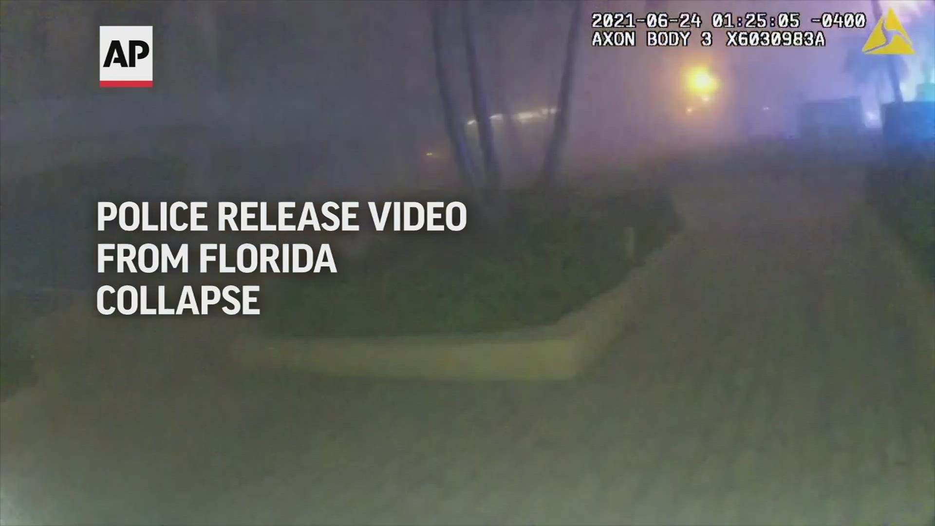 Officials in Surfside, Florida, have released body camera footage from the first police officers who responded to a building collapse that left 98 people dead.