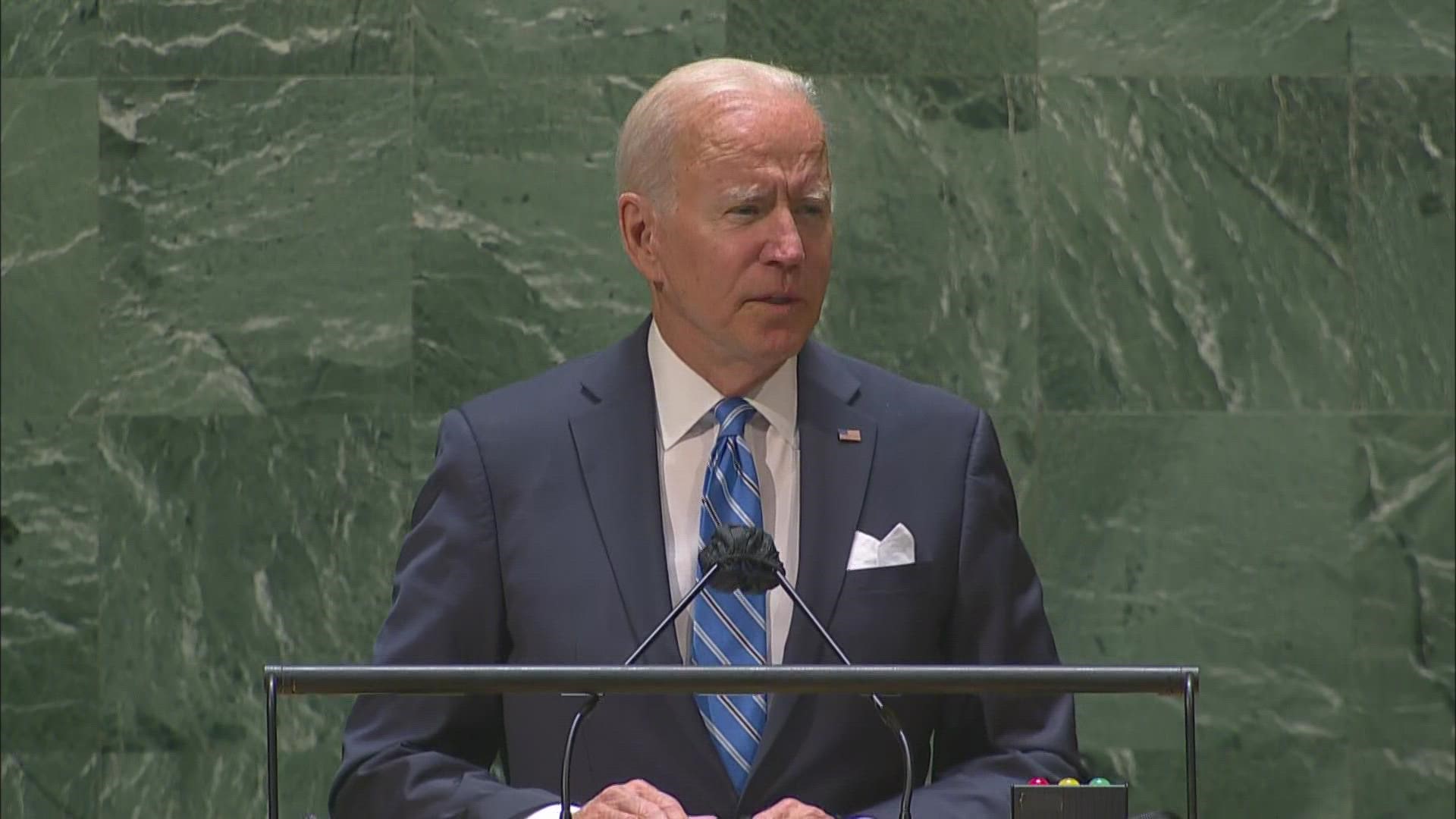 President Joe Biden delivers remarks before the 76th session of the United Nations General Assembly.