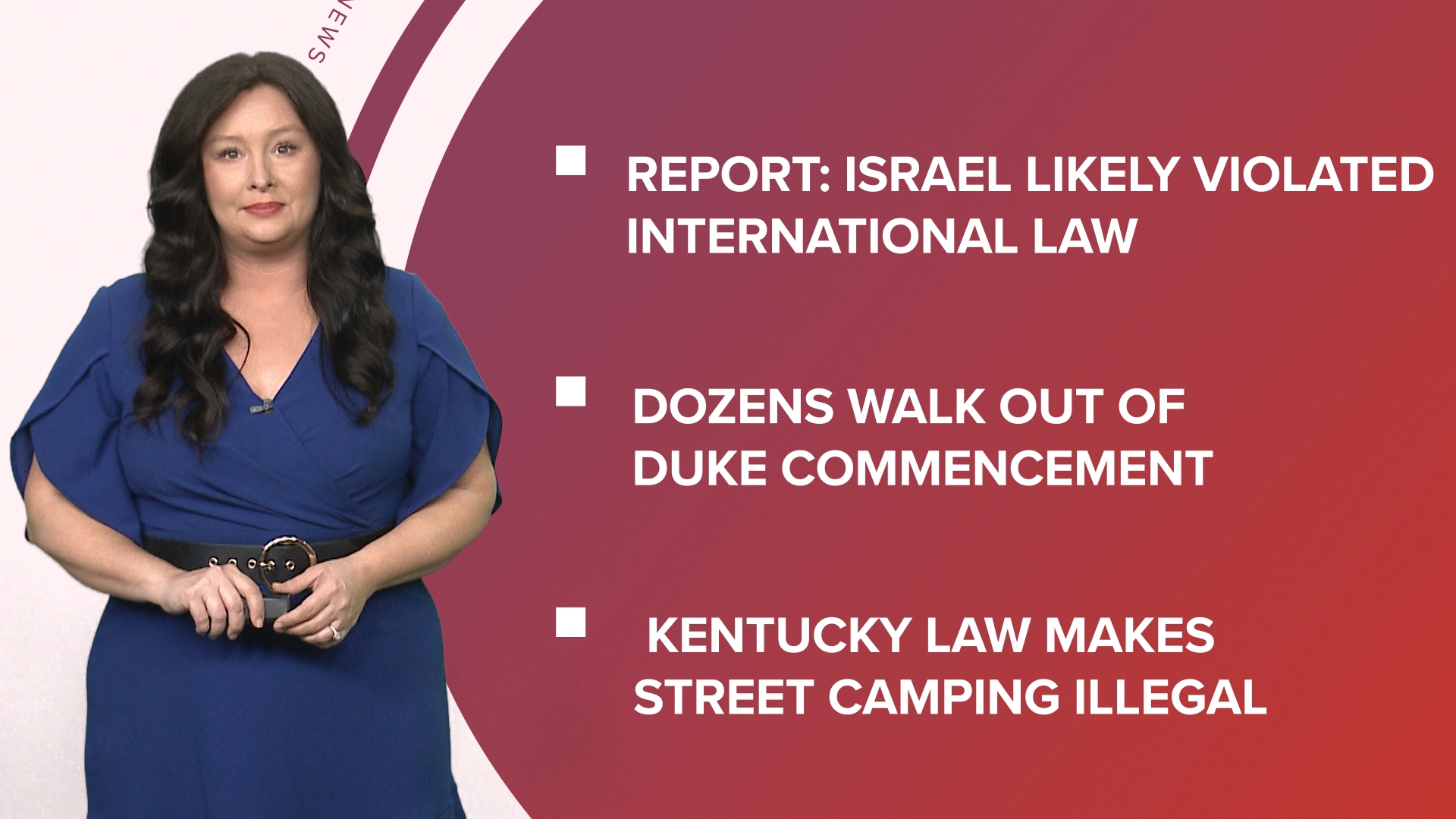 A look at what is happening in the news from dozen walk out of Duke University commencement to new law impacting unhouse people in Kentucky and the need for sleep.