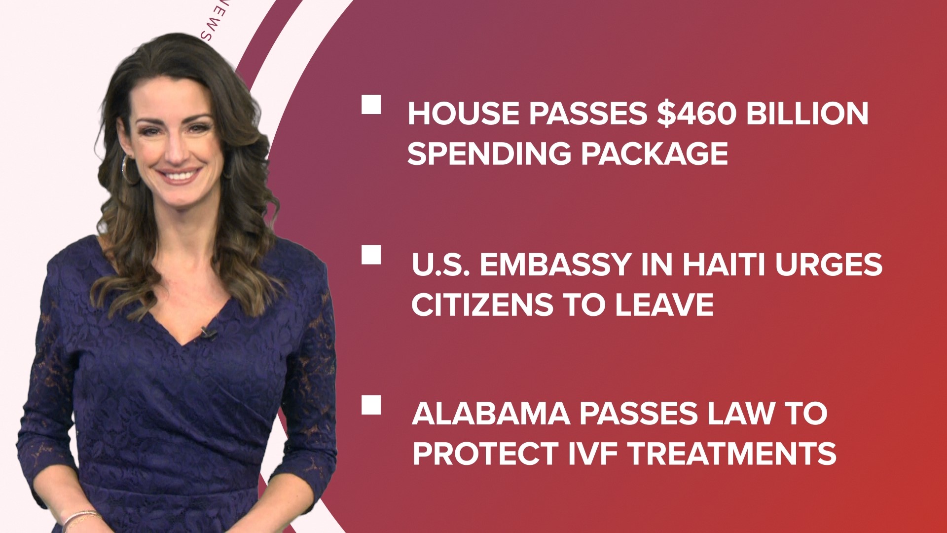 A look at what is happening in the news from the House passing spending bills to a healthcare cyberattack and new Barbie dolls for the 65th anniversary.
