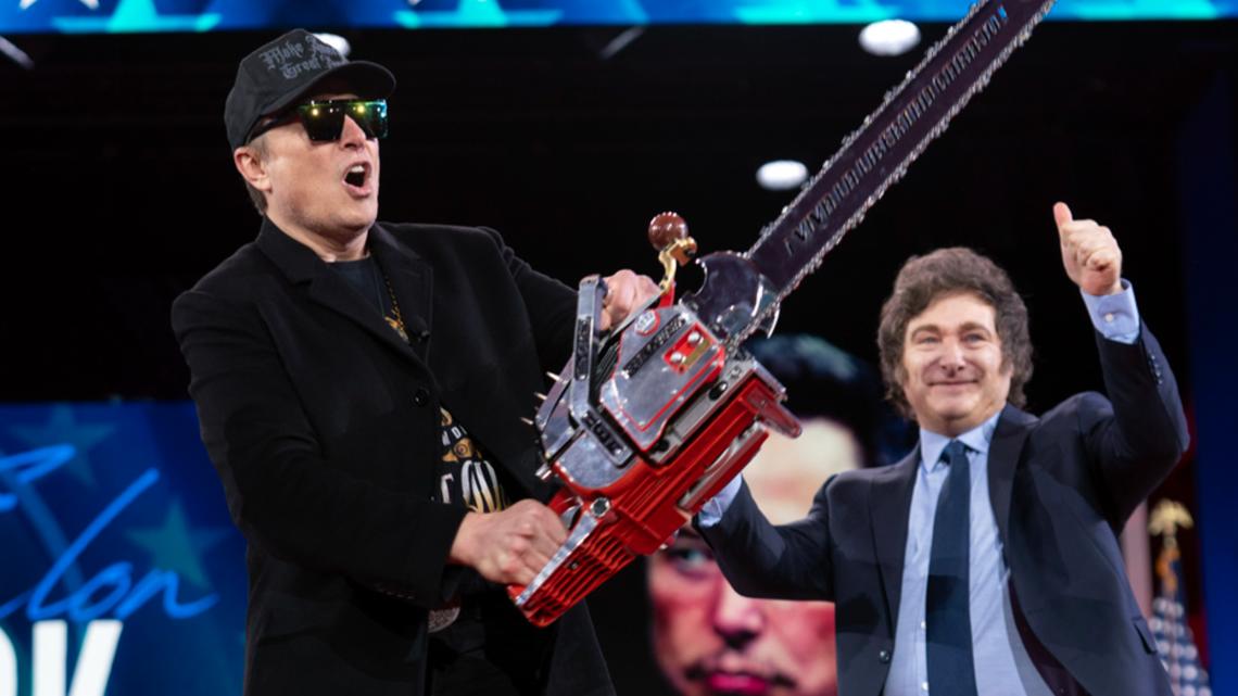 Elon Musk waves chainsaw and criticizes Democrats at CPAC | abc10.com