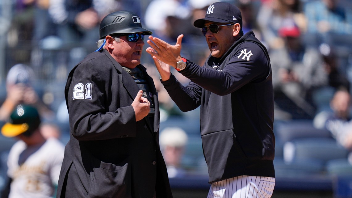 WATCH: Yankees manager Aaron Boone is ejected 5 pitches into game |  abc10.com