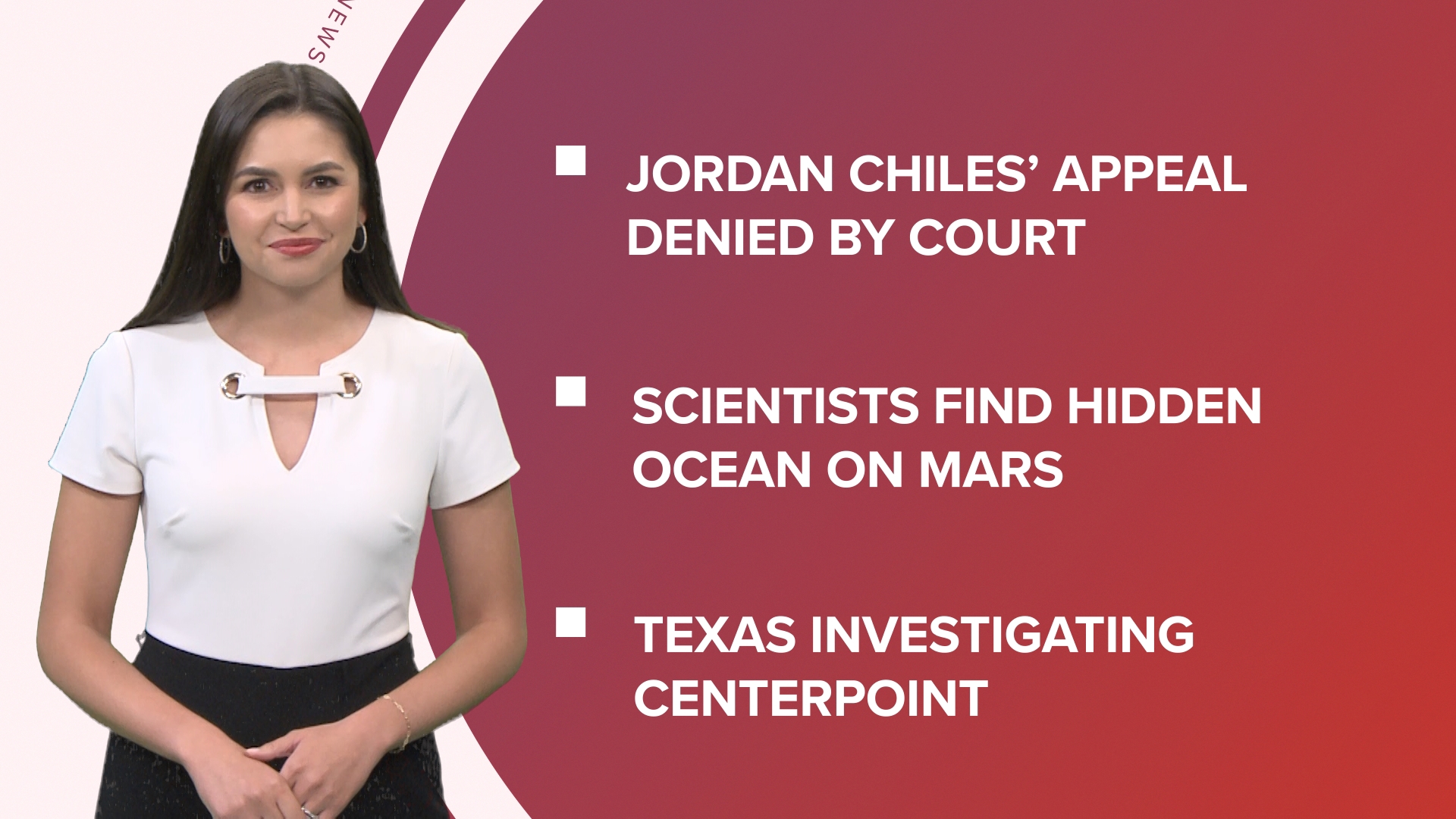 A look at what is happening in the news from Jordan Chiles’ appeal being denied, to water being discovered under Mars’ surface, and an earthquake in L.A. area.