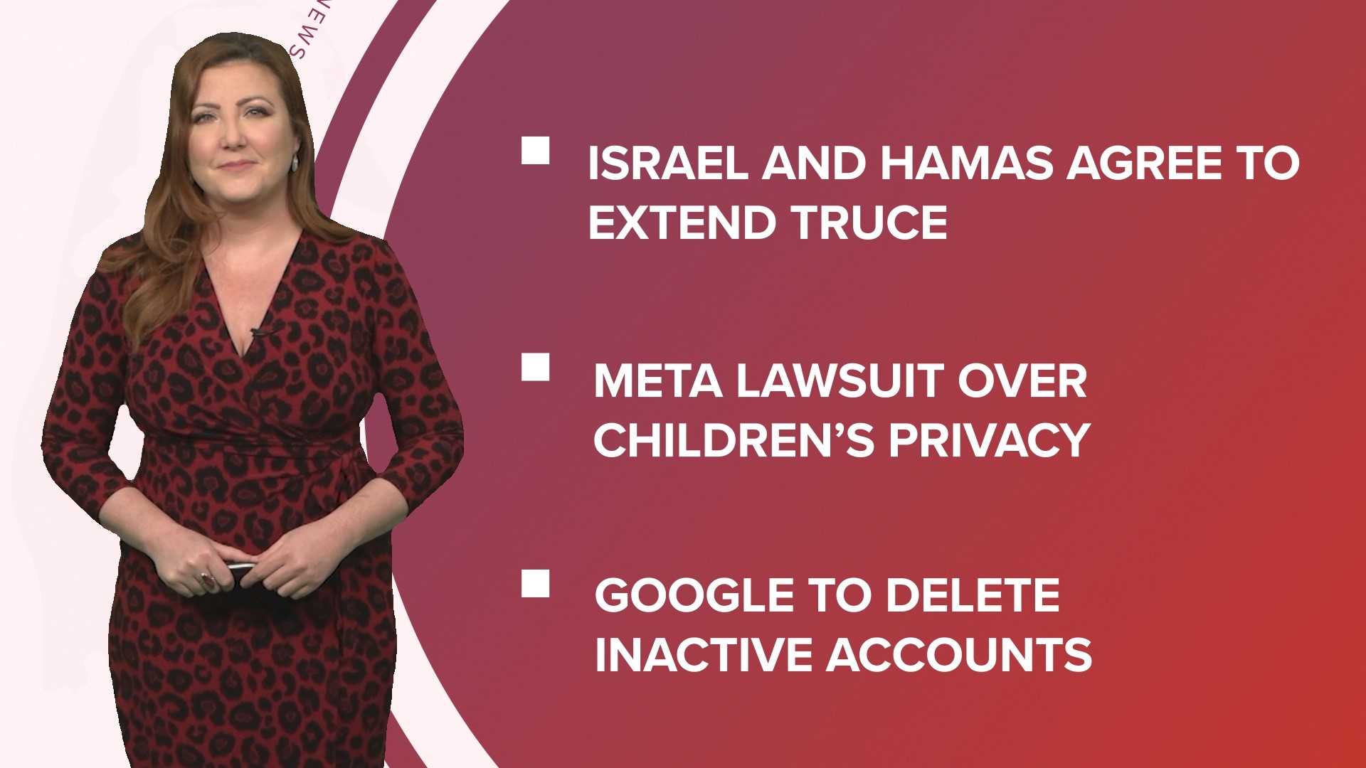 A look at what is happening in the news from the ceasefire extended between Israel and Hamas to a closer look at the lawsuit against Meta and Giving Tuesday is here!