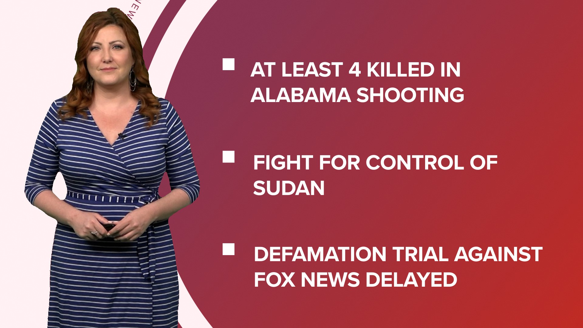 A look at what is happening in the news from deadly shooting in Alabama and Louisville to tomorrow's tax deadline and the end of "Phantom of the Opera" on Broadway.
