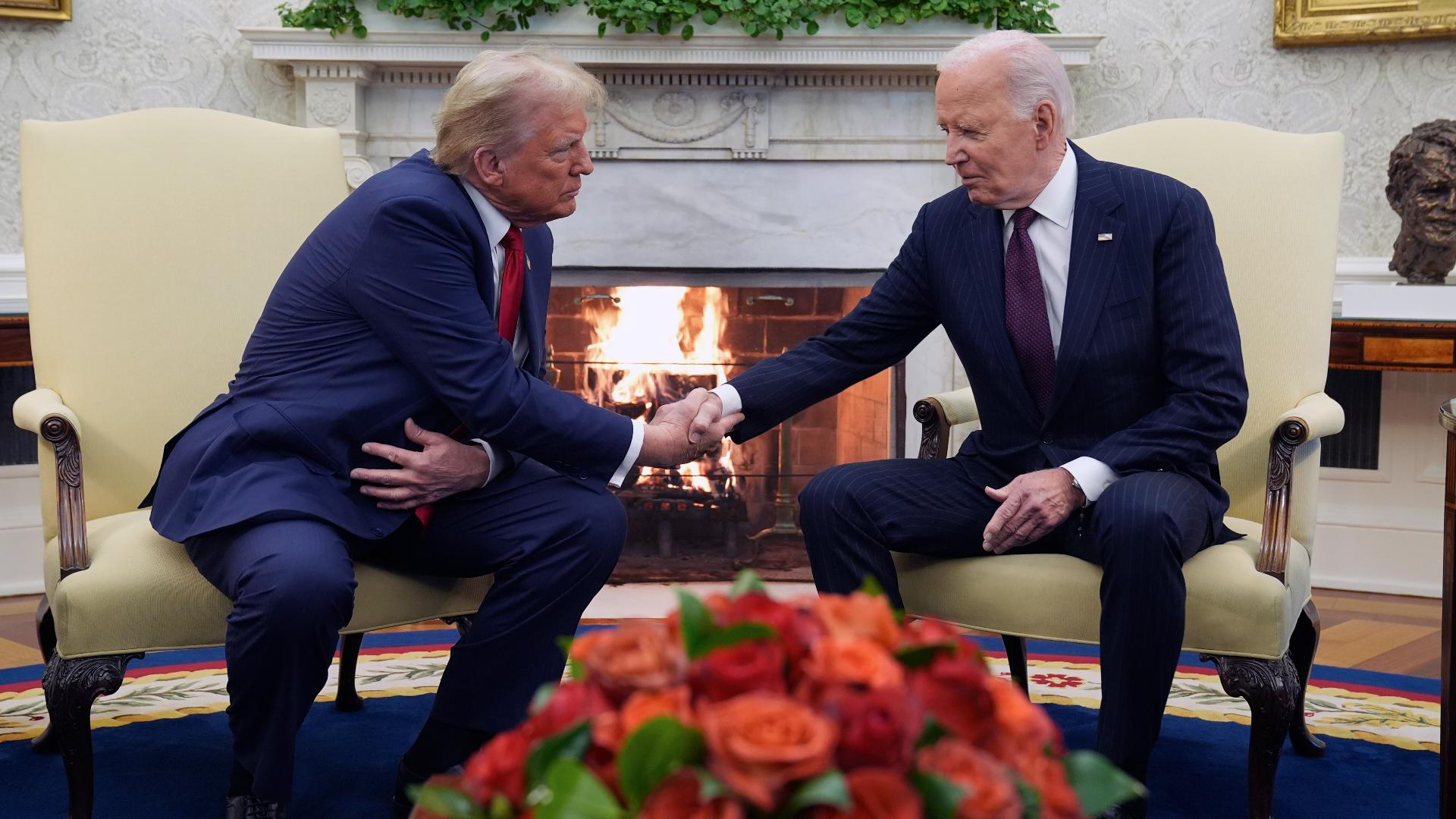 Donald Trump, Joe Biden meet in Oval Office to discuss the presidential transition after 2024 election. Nov. 13, 2024.