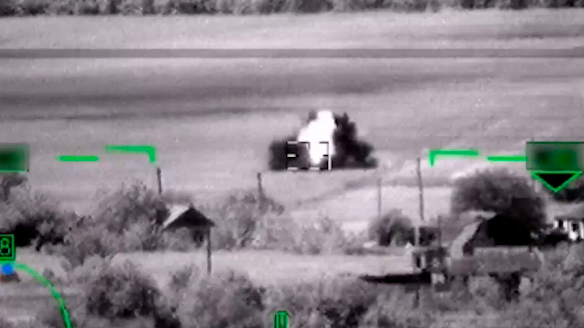 The video was shown extensively by Russian state-controlled broadcasters and news sites, which said it was recorded from the thermal imaging system of a helicopter.