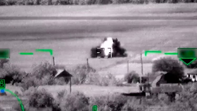 Russia claims it blew up advanced Ukrainian tank, but video shows its helicopter attacked a tractor