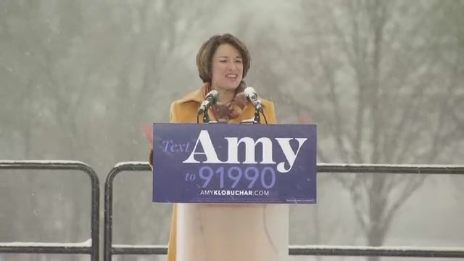 Sen. Amy Klobuchar throws her snowy hat into the ring for the 2020 presidential race.