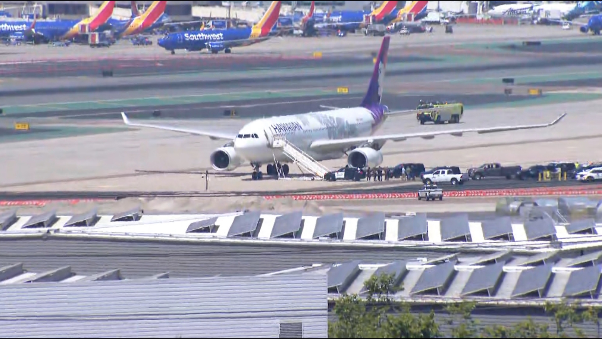 A bomb threat has been reported in connection with an aircraft at the San Diego International Airport, according to San Diego Harbor Police.