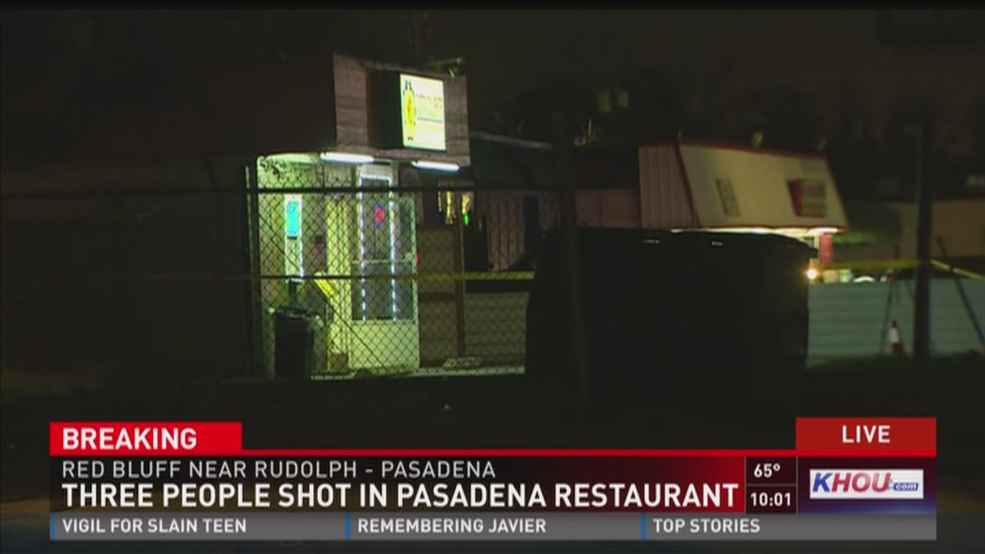 Police say three people were shot Thursday night at a Pasadena restaurant.