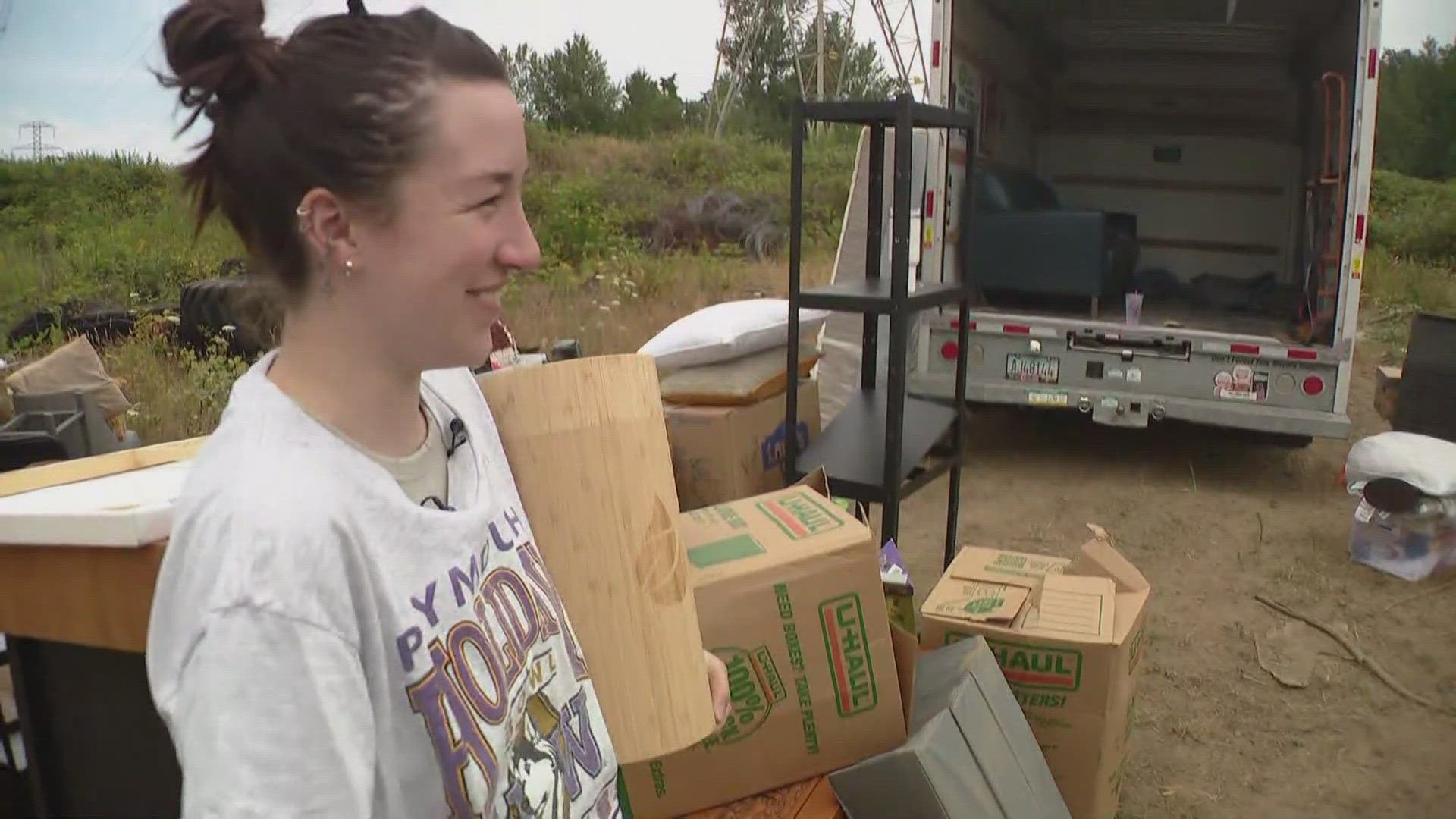 Megan Plunkett's father died after a nearly two-year battle with ALS. In addition to his ashes, the U-Haul was filled with his belongings and other mementos.