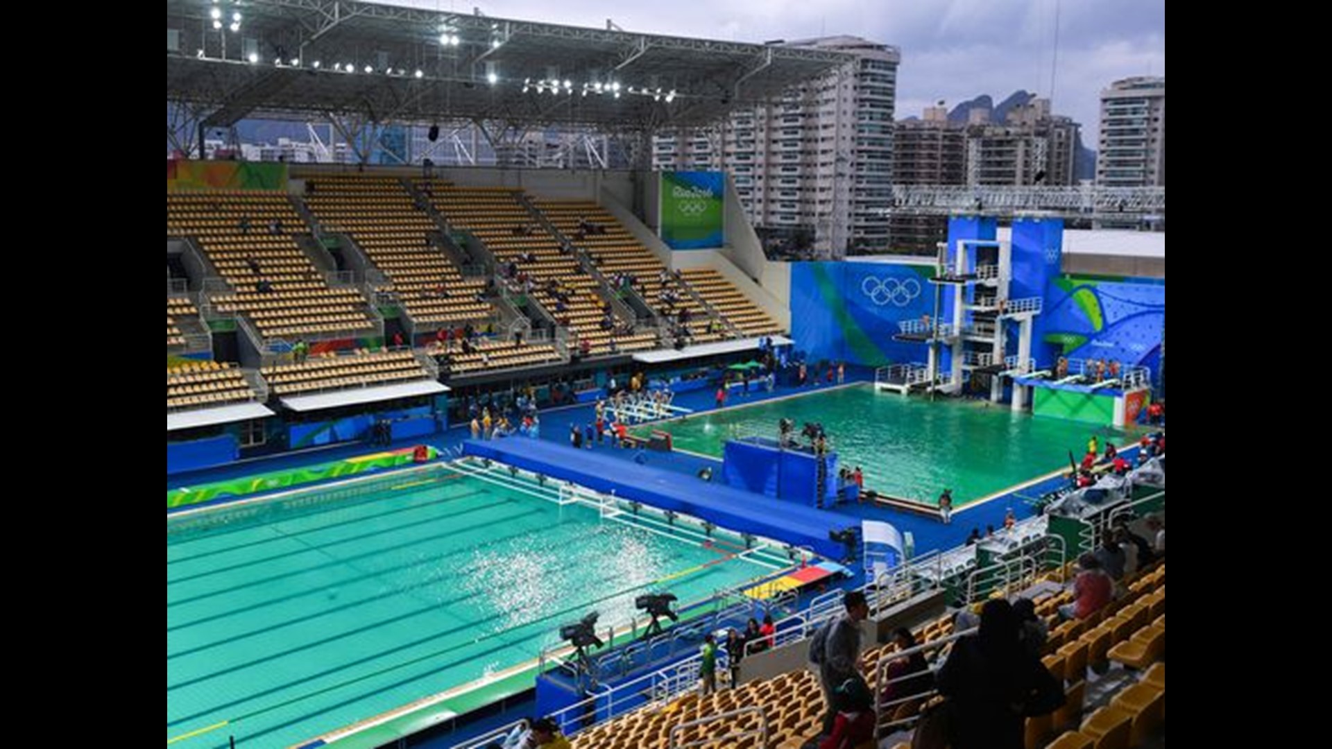Water returning to normal color in Rio Olympic diving, water polo pools
