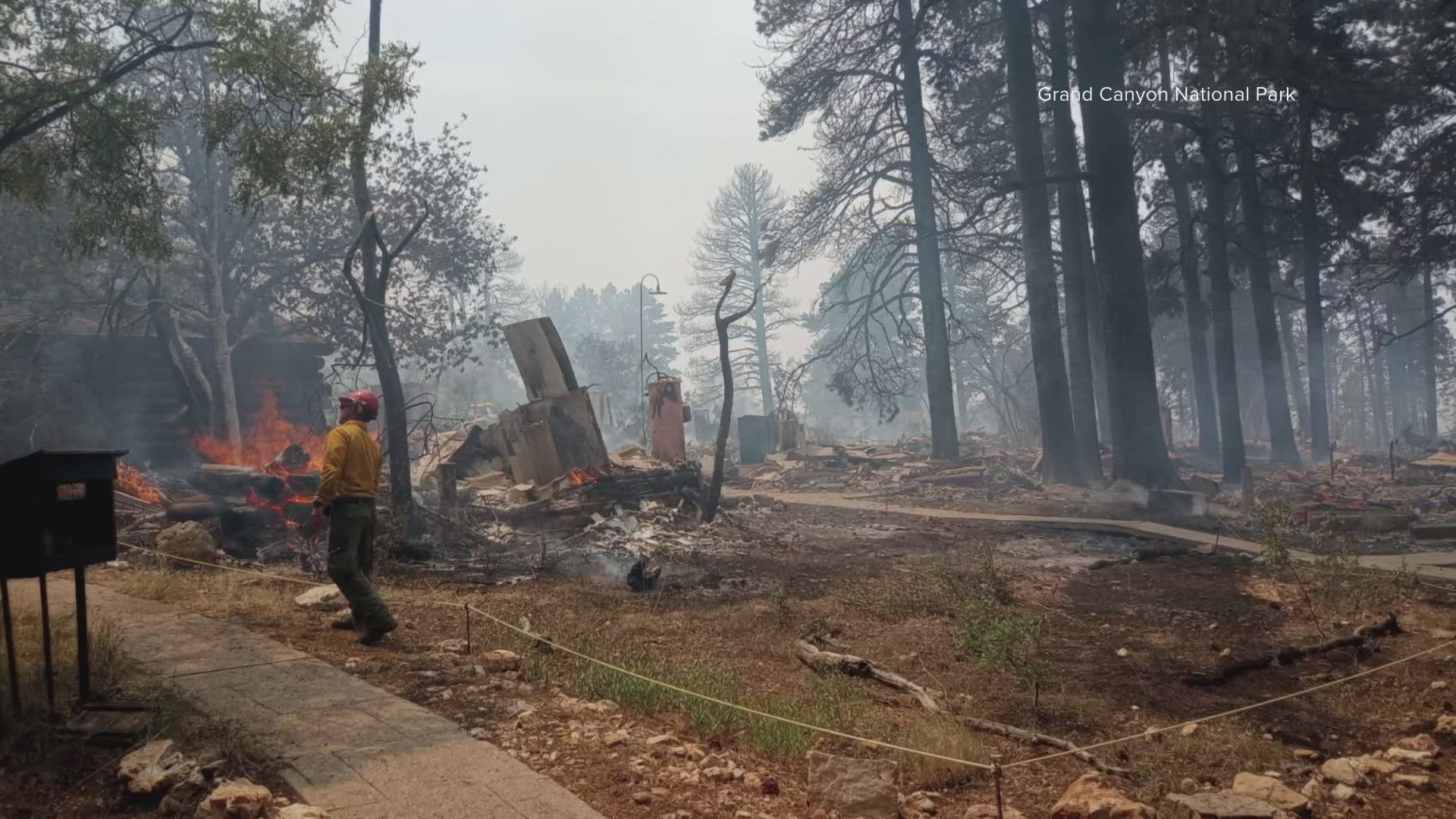 Officials said the Dragon Bravo Fire, burning in the North Rim of Grand Canyon National Park, "exhibited extreme and volatile fire behavior the evening of July 12."