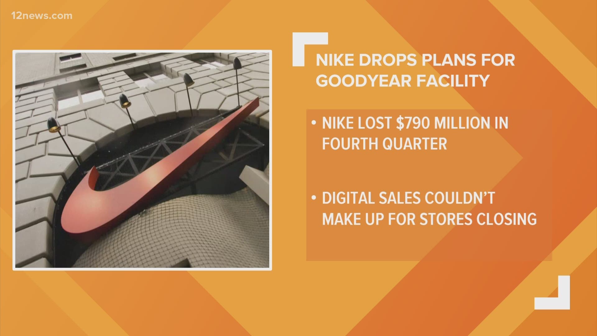 Nike is canceling its plans for a new manufacturing facility in Goodyear. Team 12's Marc Liverman has the latest.