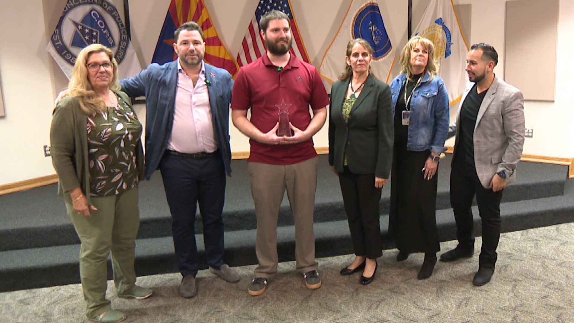 911 dispatcher Derrik Gregg helped save a woman's life in Sept. 2023. Six months later, he received a national award for his efforts. Watch the video for more.