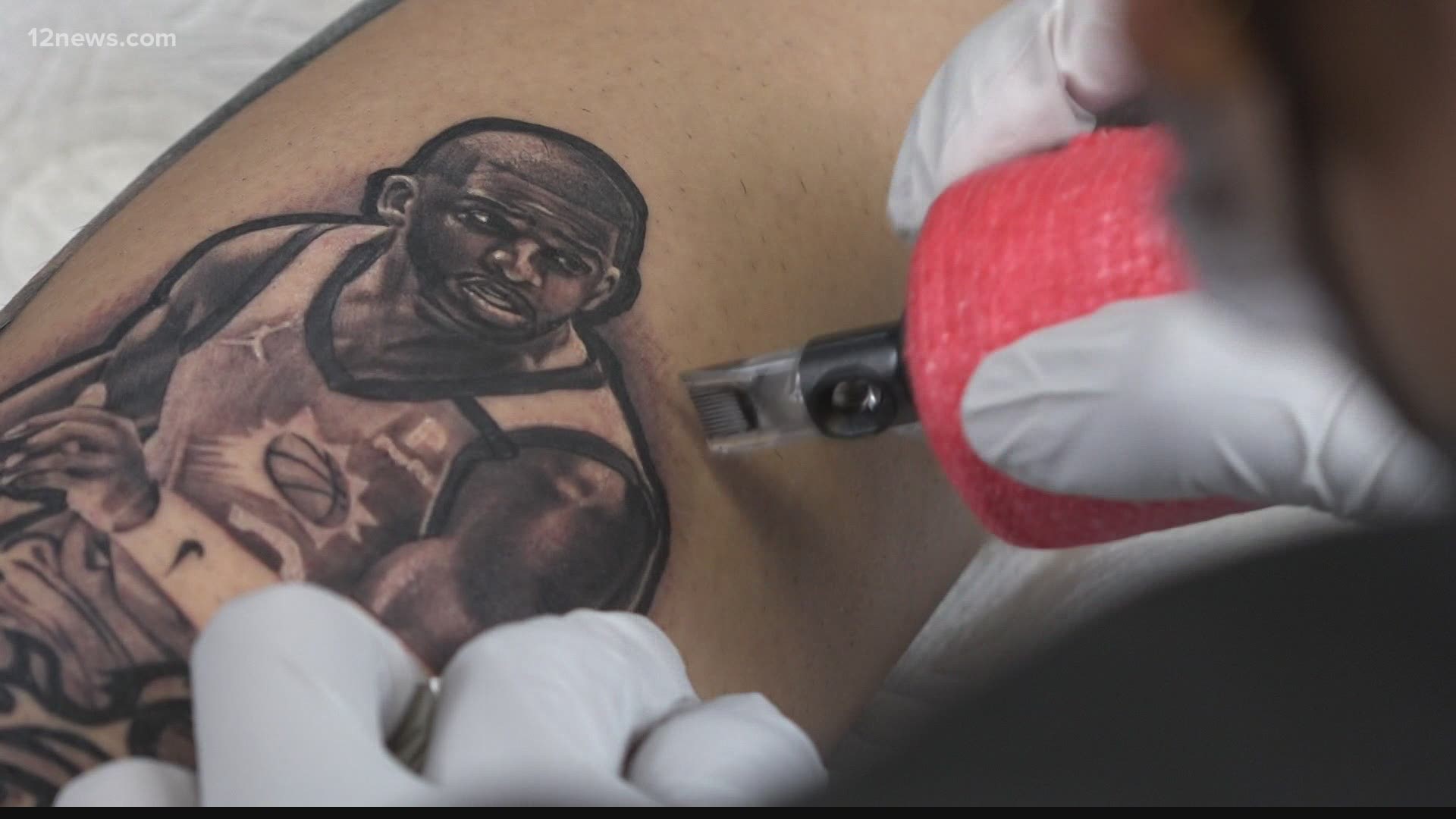 With a needle and some ink, die-hard fan Diego Lopez celebrated the Phoenix Suns making it to the NBA Finals by getting Chris Paul tattooed on his leg.