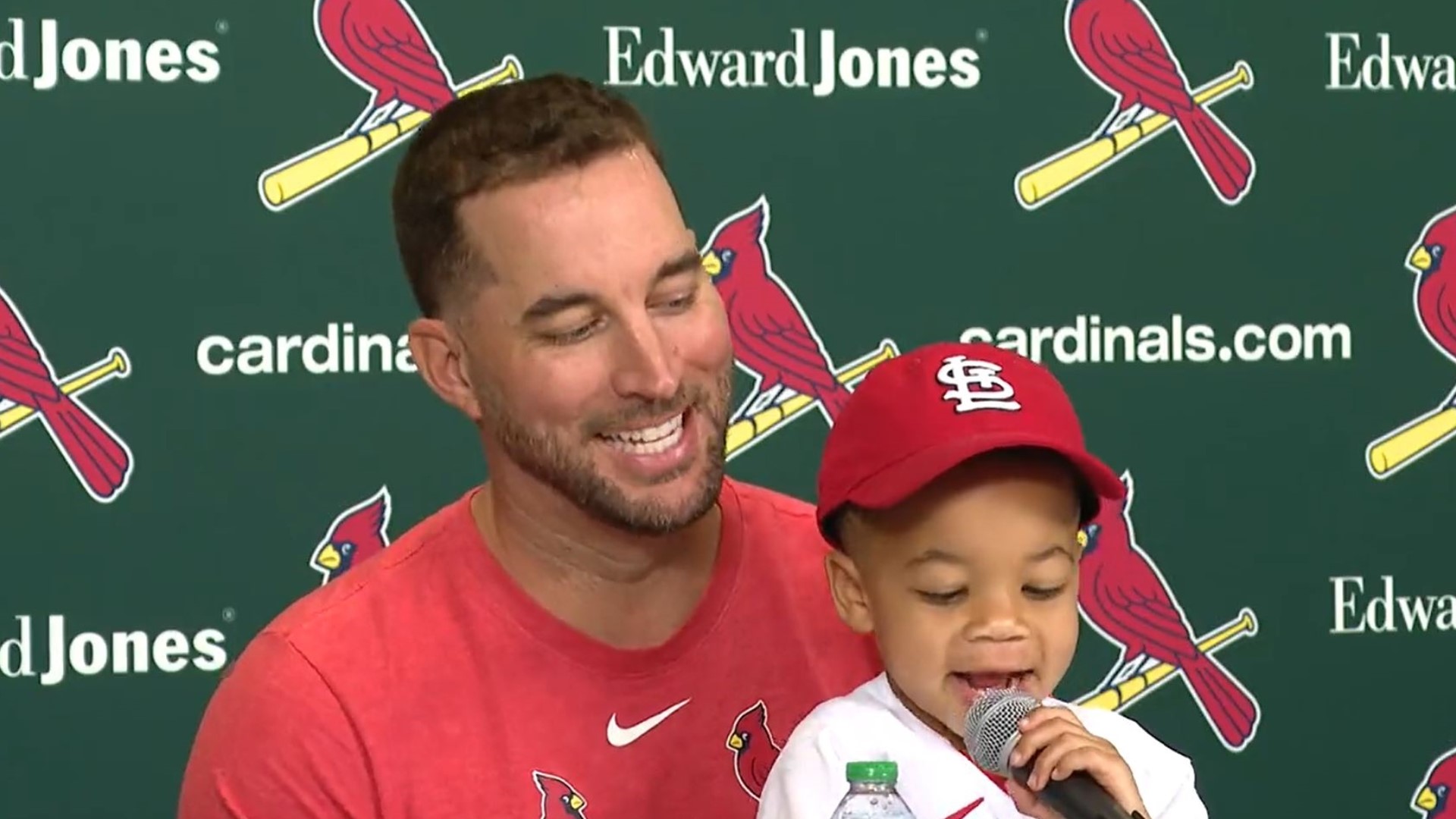 Adam Wainwright and his son Caleb sat down for a post-game interview following the Cardinals' win. Caleb ended up stealing the show.