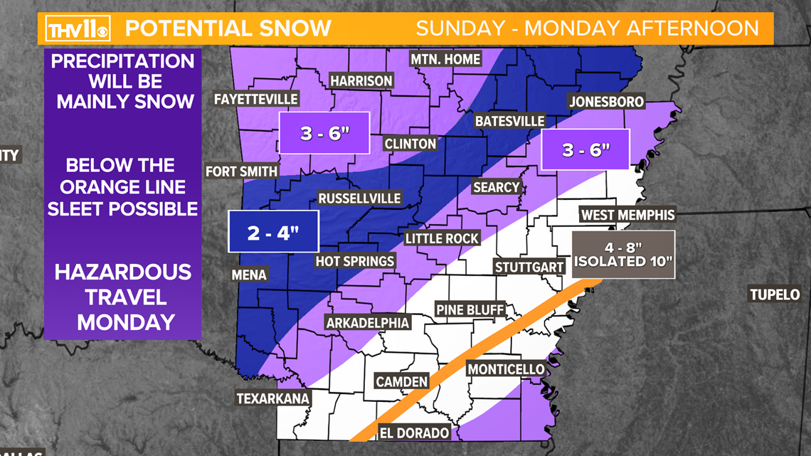 Significant Snowfall Freezing Temperatures In Arkansas Abc10 Com