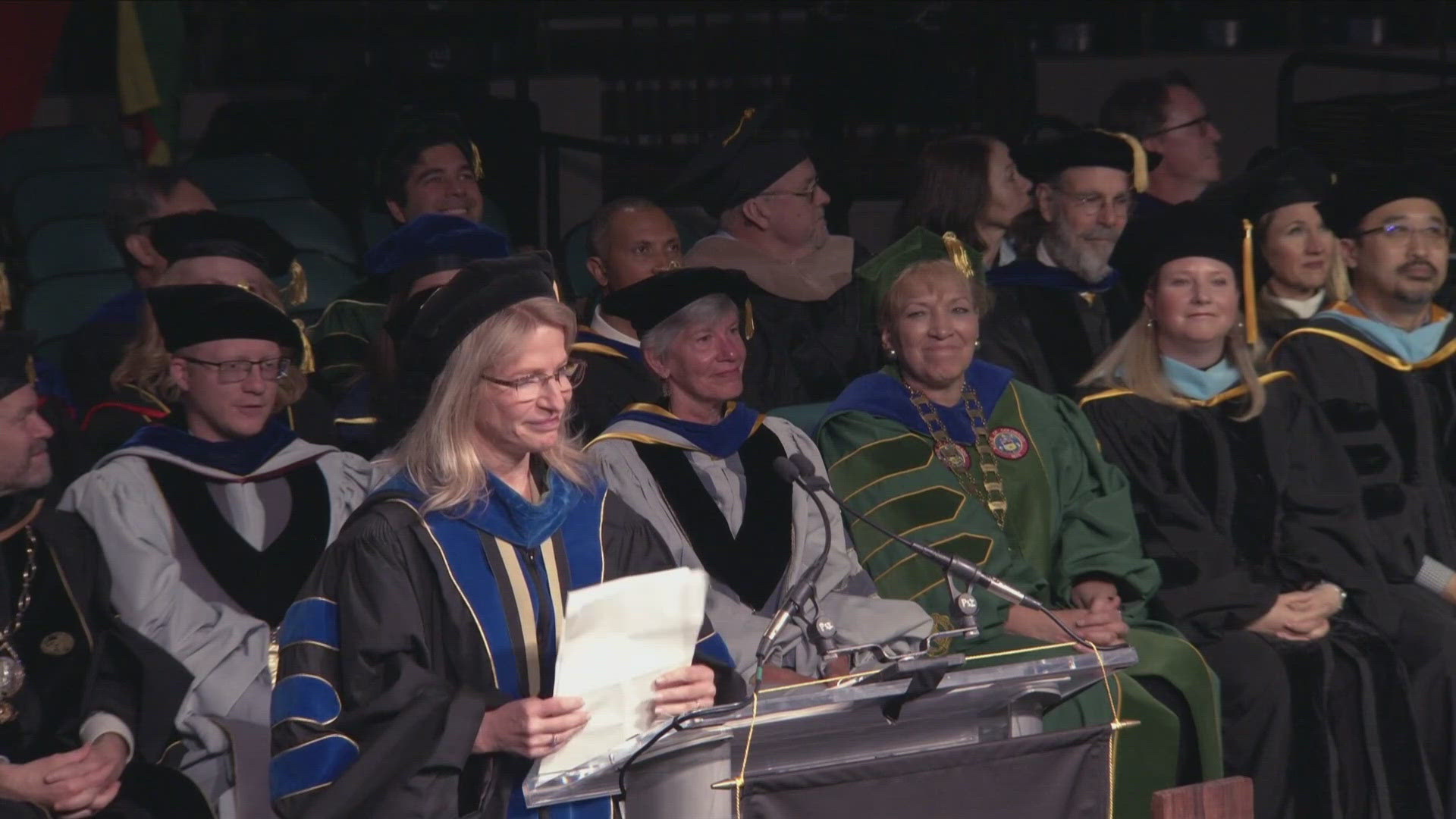 A group of Pro-Palestinian protesters were removed after they interrupted the University of Colorado Denver commencement on Saturday.