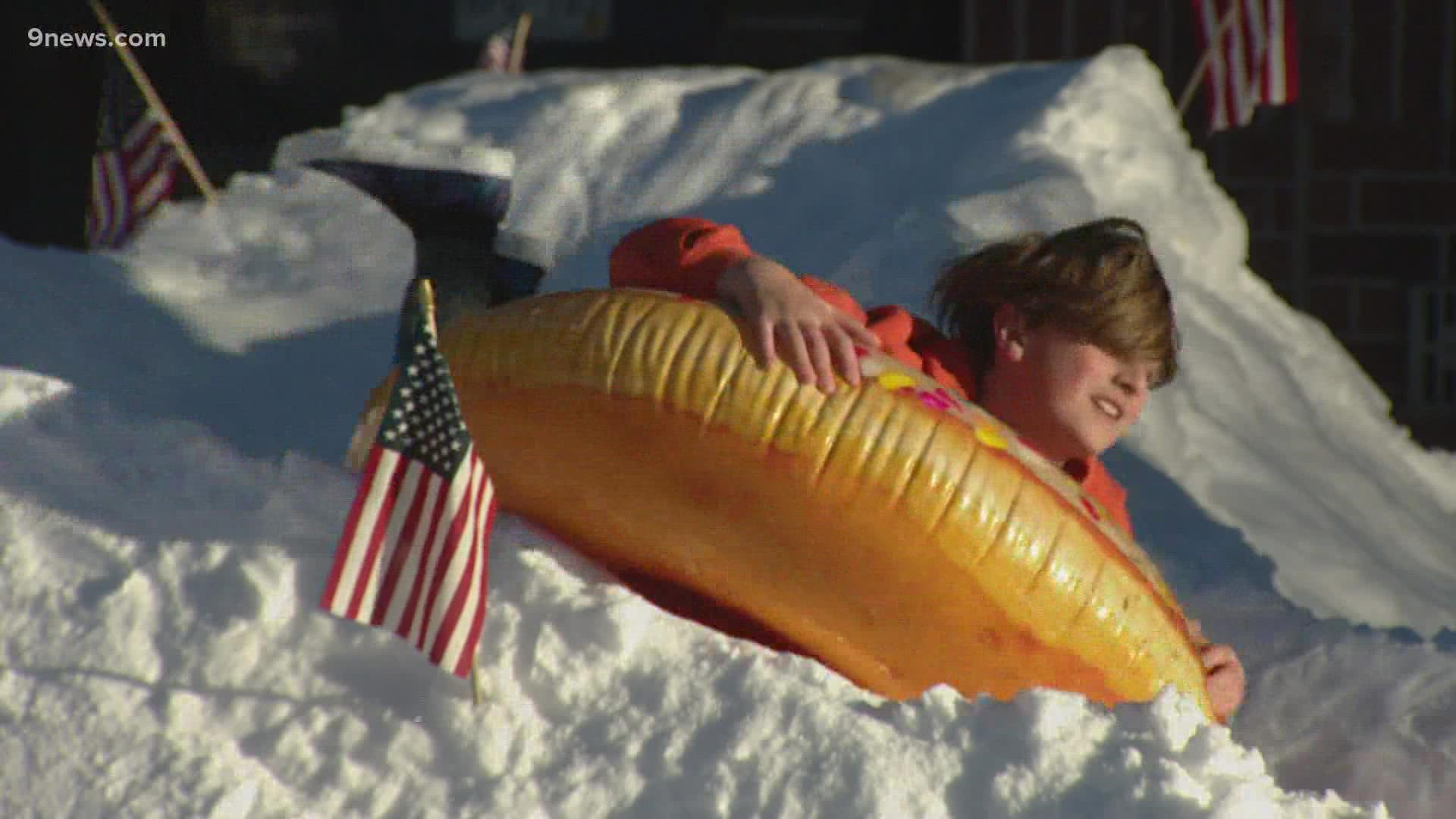 Jason Spohn's front yard in Littleton is home to an unofficial skeleton run in honor of the 2022 Olympic Games.