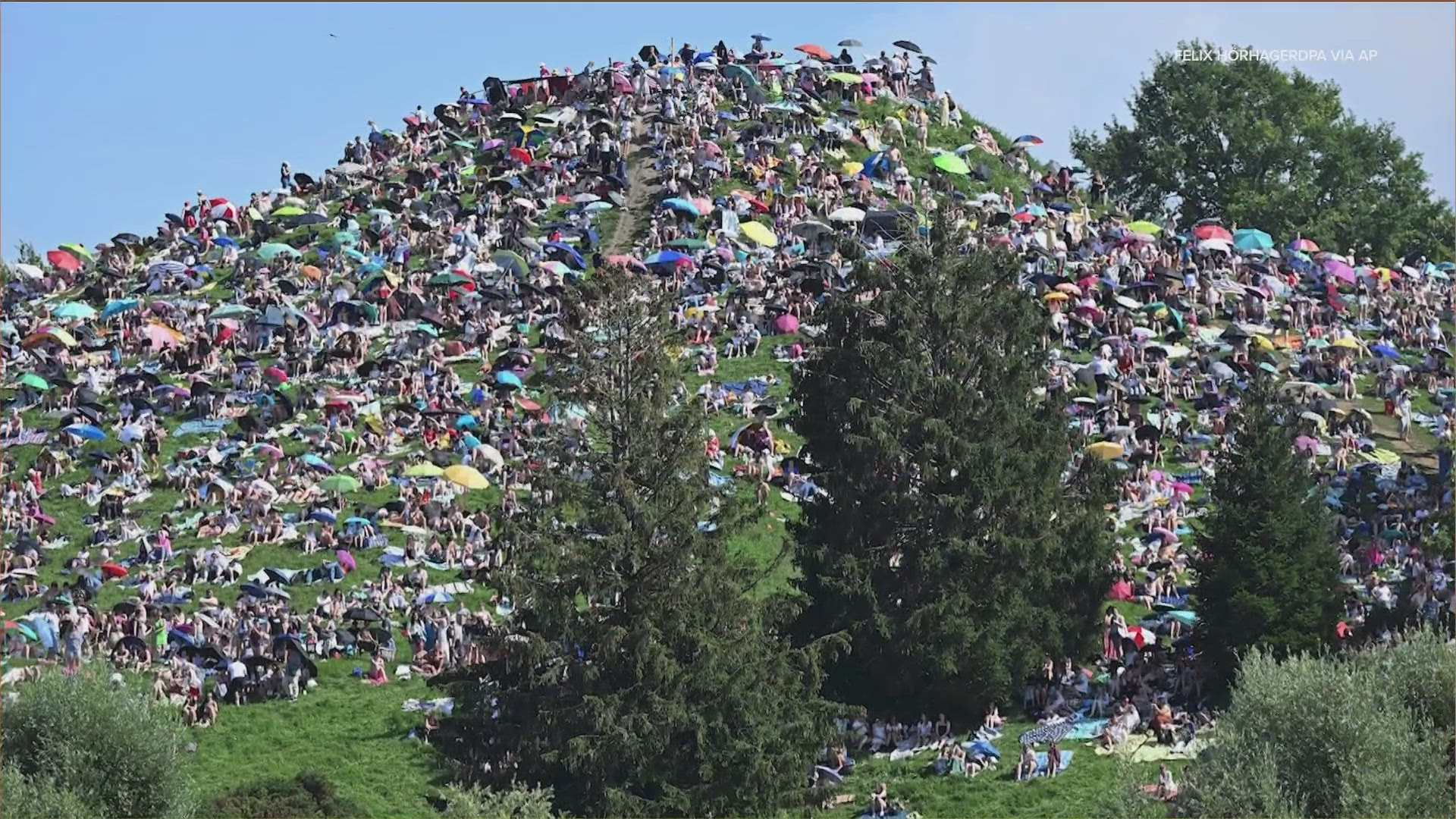 Some Swifties who couldn't get tickets to Taylor Swift's Eras Tour still got to enjoy a little bit of her concert on Olympic Hill in Munich, Germany.