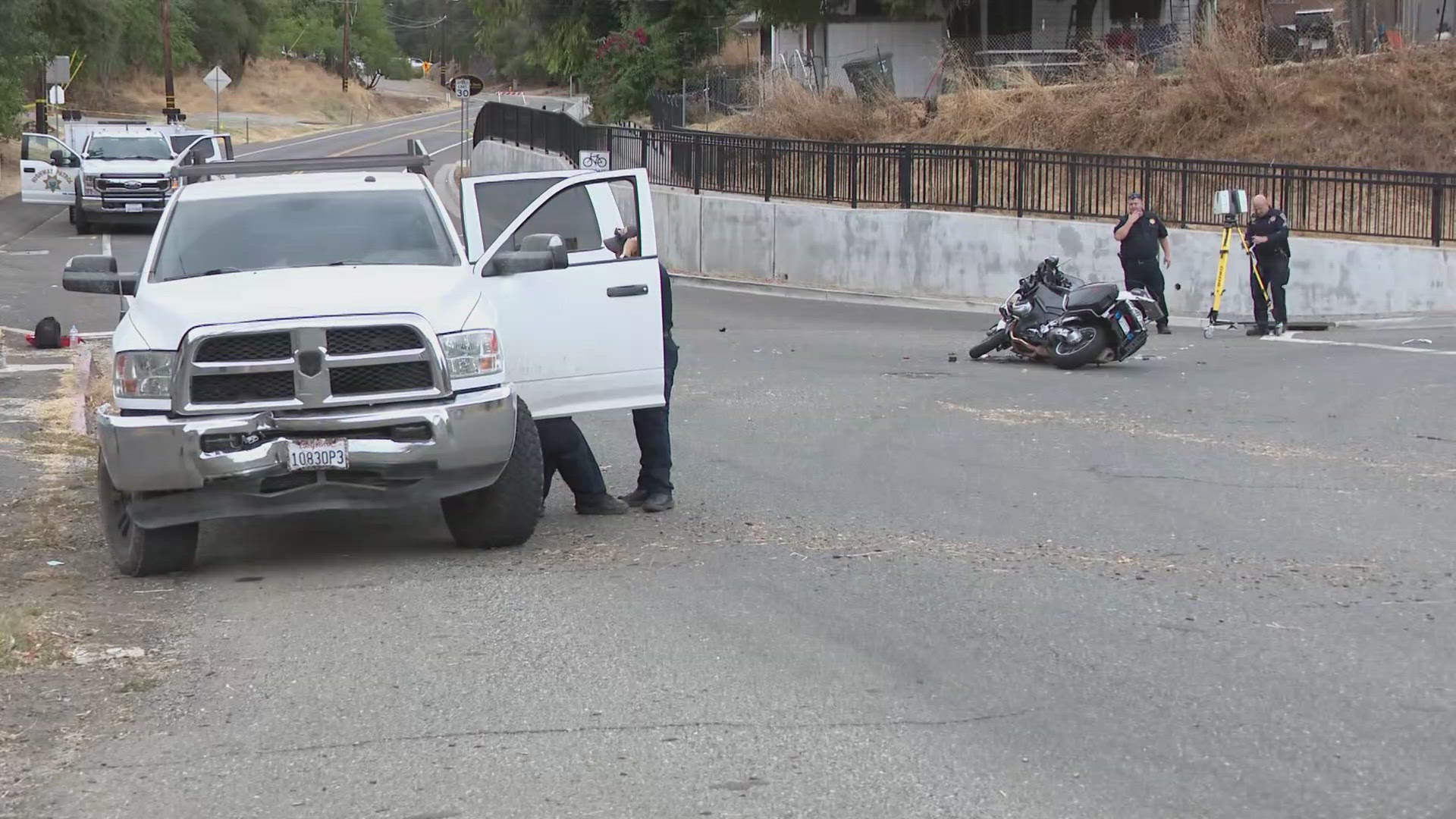 A California Highway Patrol motor officer was hurt in a crash in Auburn Wednesday afternoon, the California Highway Patrol says.