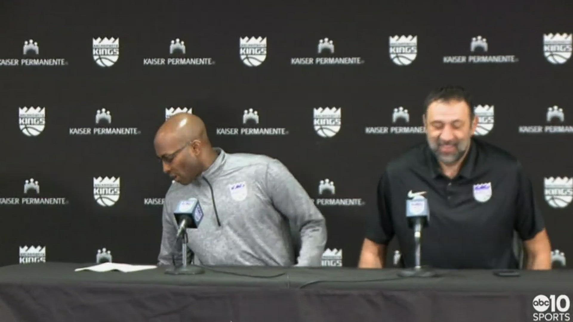 Full press conference from Friday with Sacramento Kings general manager Vlade Divac (right) and Assistant GM Brandon Williams (left), discussing acquisition of Iman Shumpert, Joe Johnson, Bruno Caboclo, the trade of George Hill and Malachi Richardson, and the decision to release Georgios Papagiannis.