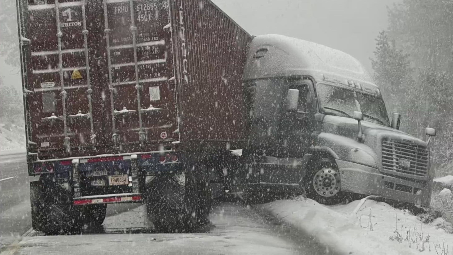 Wet road and accumulating snow returned to the Sierra, forcing chain controls for the first time this season.