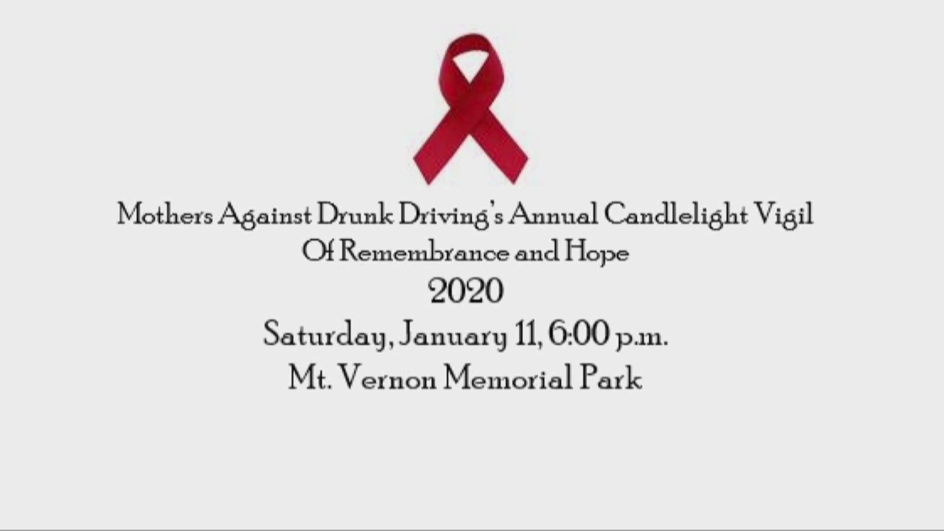 Local families gather to remember the lives lost to DUI crashes on Jan. 11 at Mt. Vernon Memorial Park at 6 p.m.