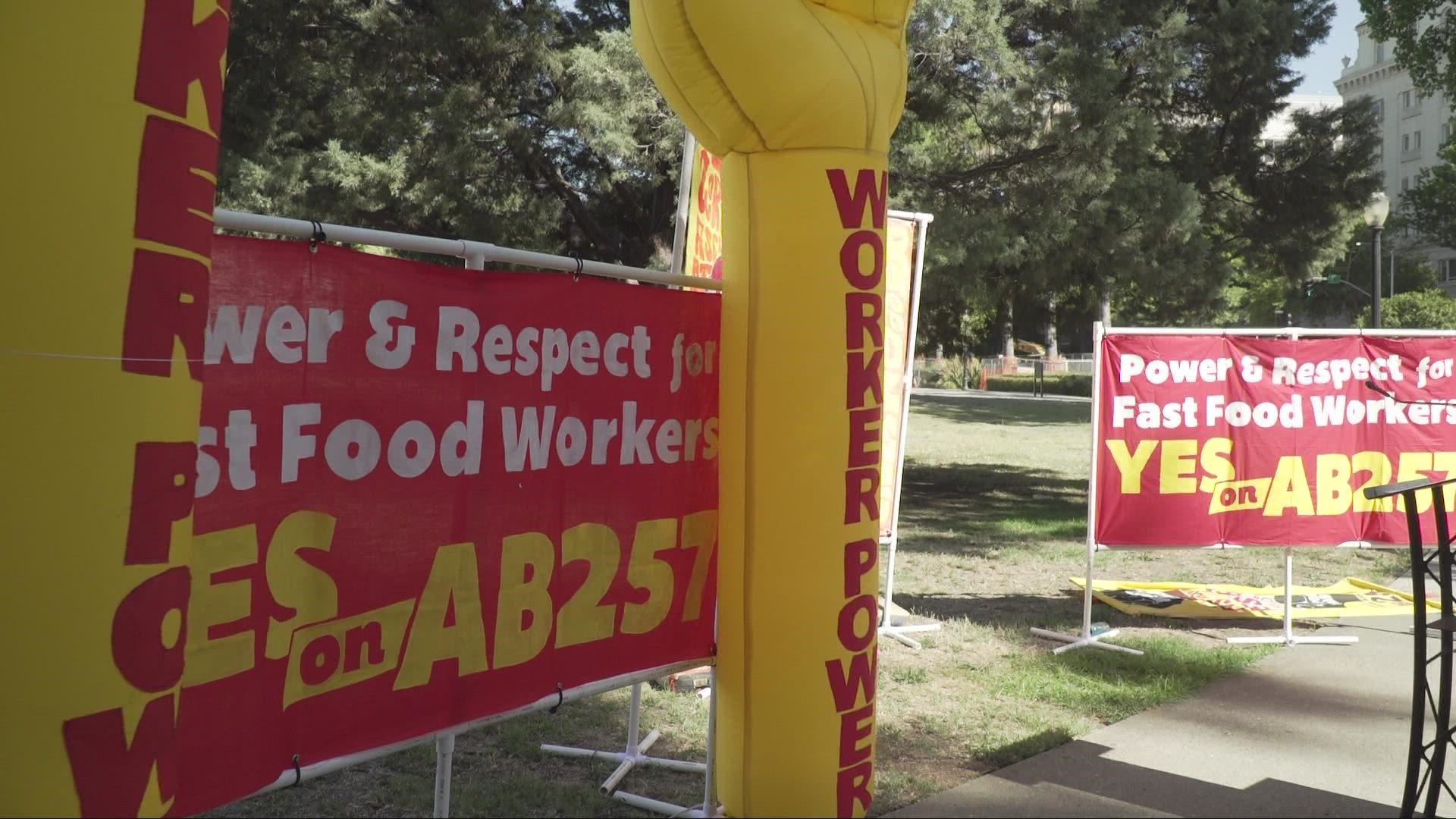 The bill would create a new 10-member Fast Food Council with equal numbers of workers’ delegates and employers’ representatives, along with two state officials.