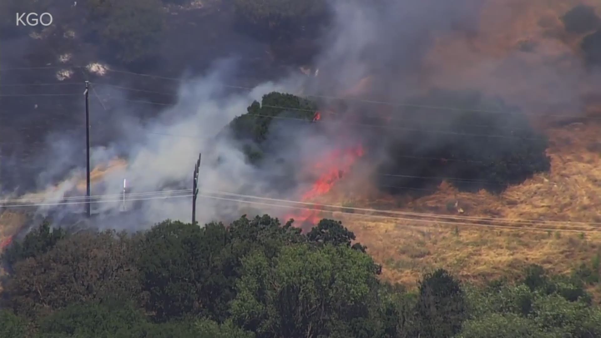 Firefighters are battling a grass fire in the foothills south of Fairfield. The Solano County Sheriff's Office has issued mandatory evacuations in the area of Cordelia Road.