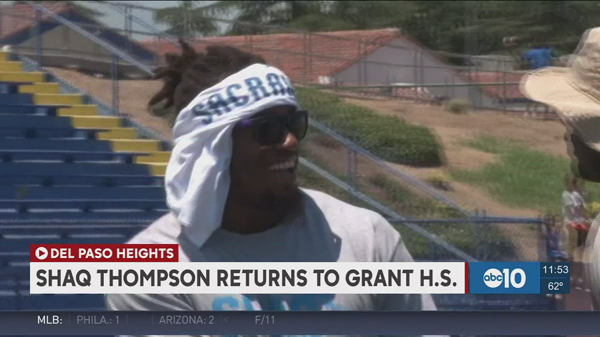 Carolina Panthers linebacker Shaq Thompson, a native of Sacramento's Del Paso Heights community, returned to Grant High School to hold his inaugural free youth football camp on Sunday.