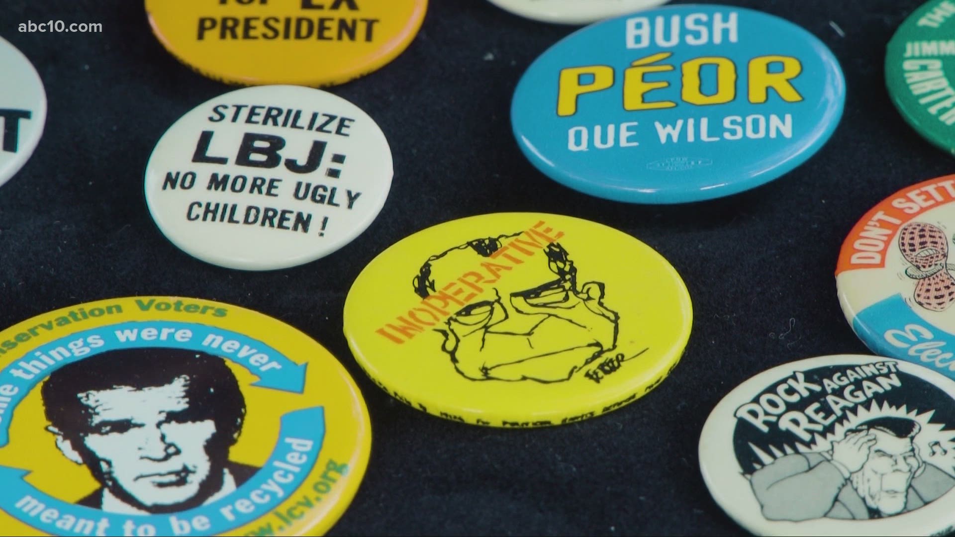 For more than 40 years, Davis resident Adam Gottlieb has collected election buttons and memorabilia of all kinds.
