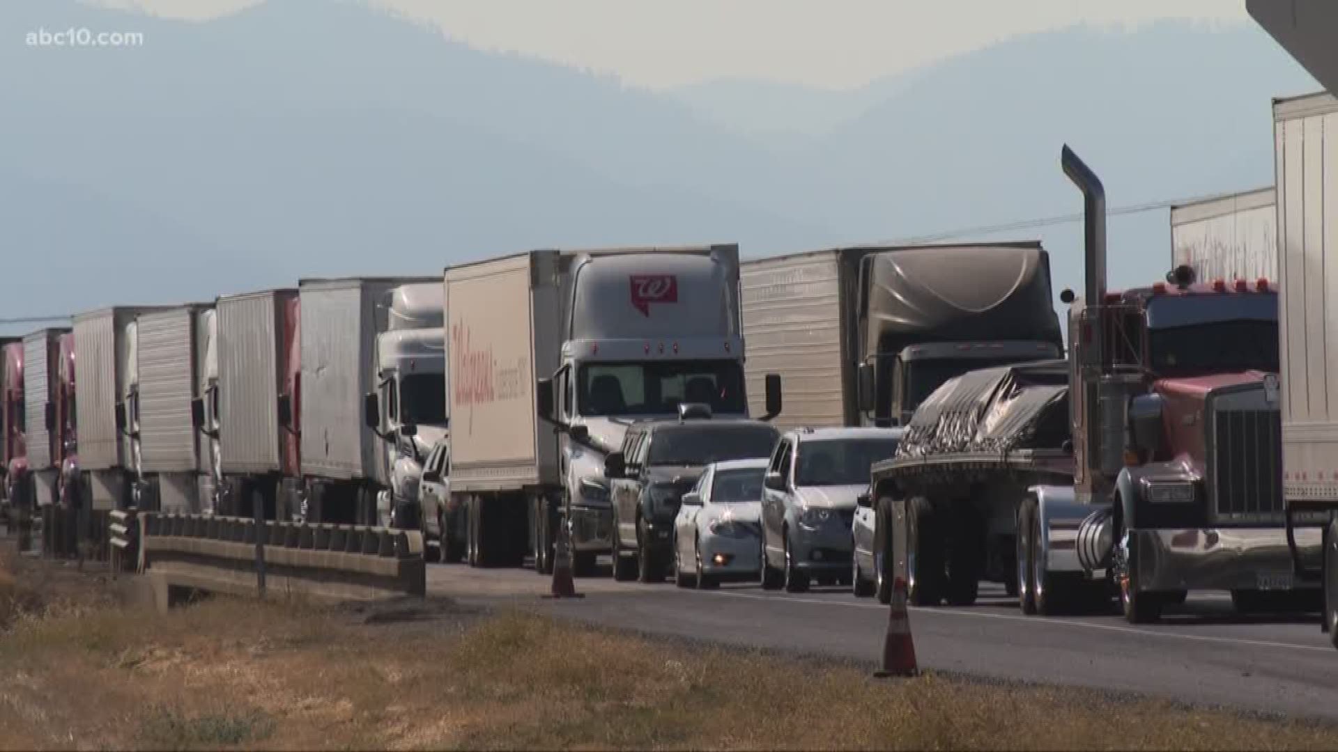Authorities say 45 miles (72 kilometers) of a major north-south trucking corridor in Northern California will remain closed until at least Friday morning.