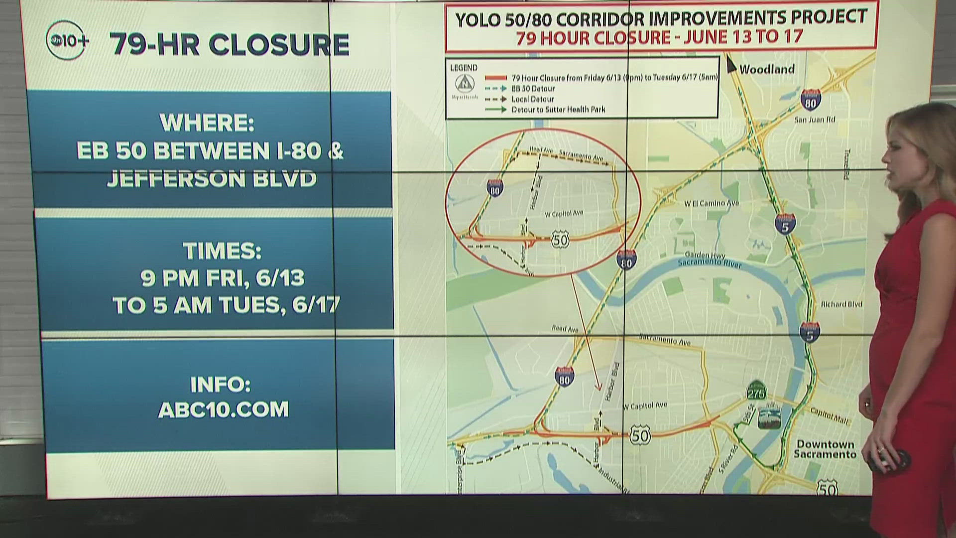 Road work on EB 50 in West Sacramento, between I-80 and Jefferson Boulevard, will prompt closures. And drivers should prepare for the delays.