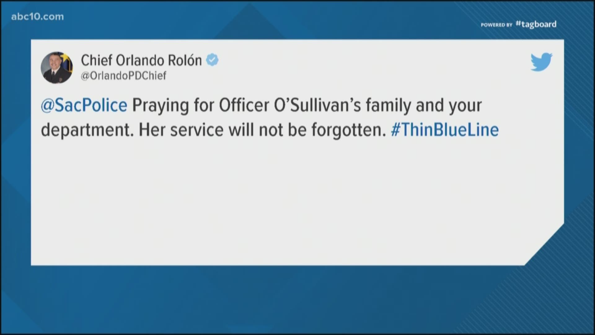 Departments from New York to Florida have reached out with condolences to the Sacramento Police Department after the shooting death of Officer O'Sullivan.