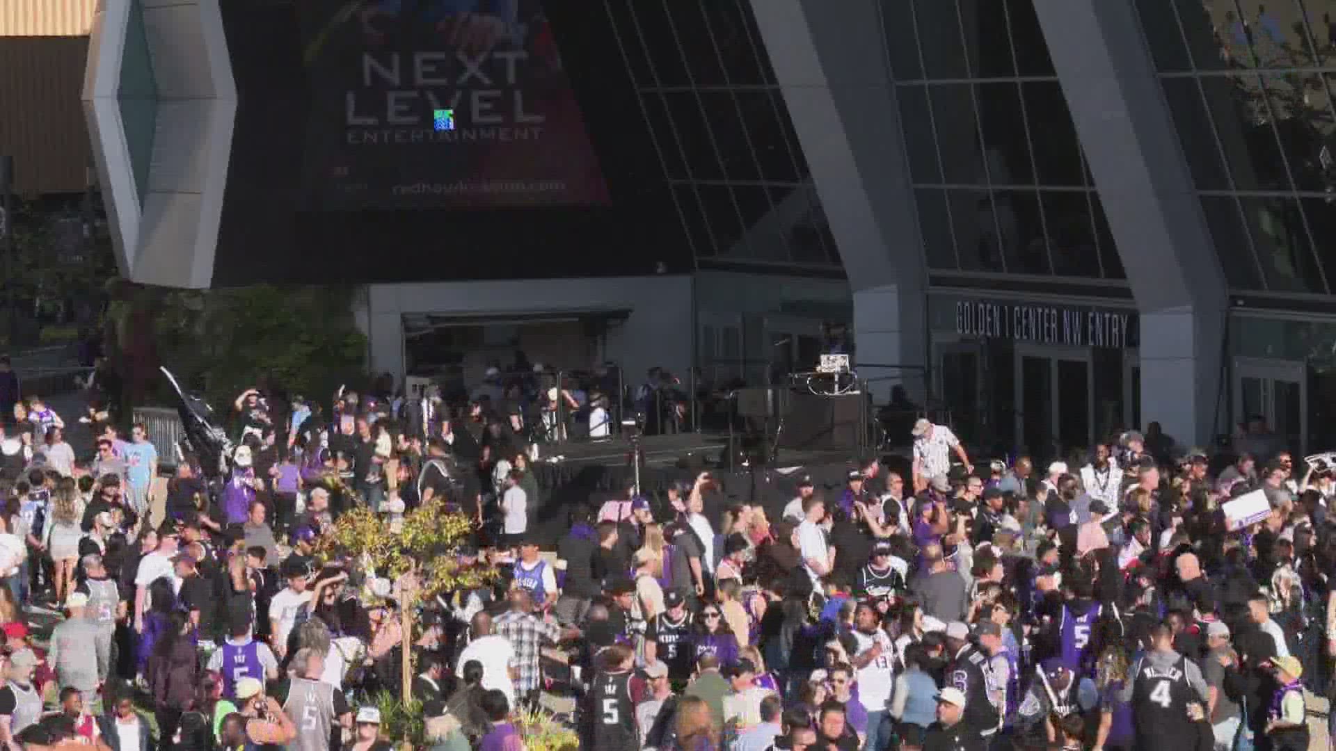 Fans are gathering ahead of the Sacramento Kings playoff rally, setting the scene for Saturday's playoff game against the Golden State Warriors