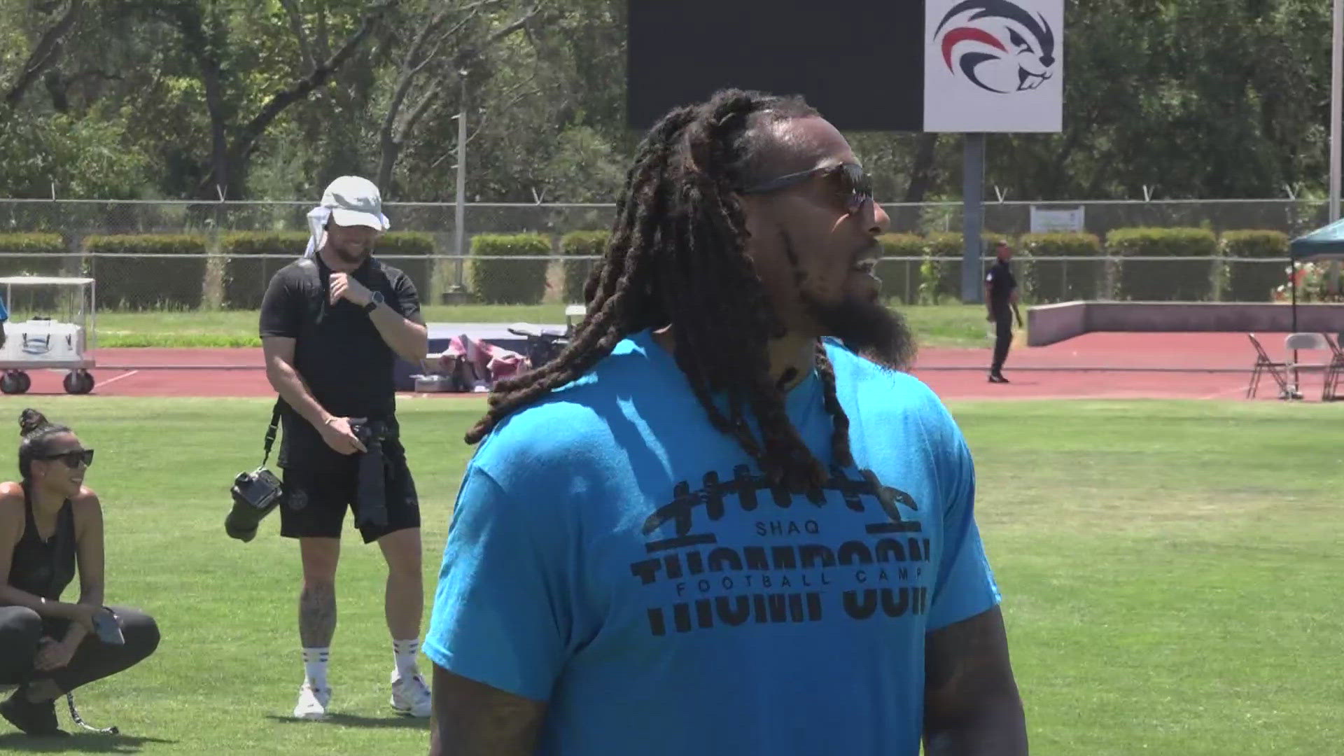 Carolina Panthers Shaq Thompson hosts football camp for kids at American River College