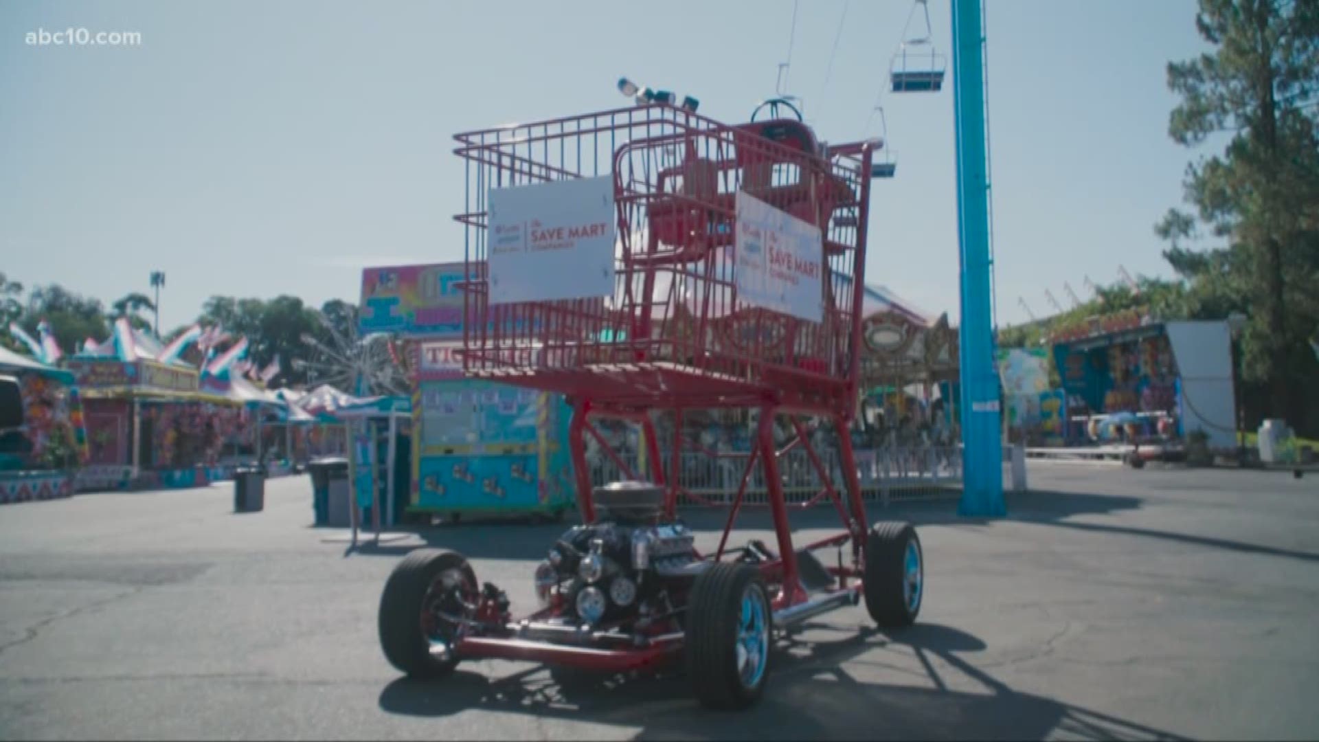 What's the story behind the big shopping cart at the California State Fair?