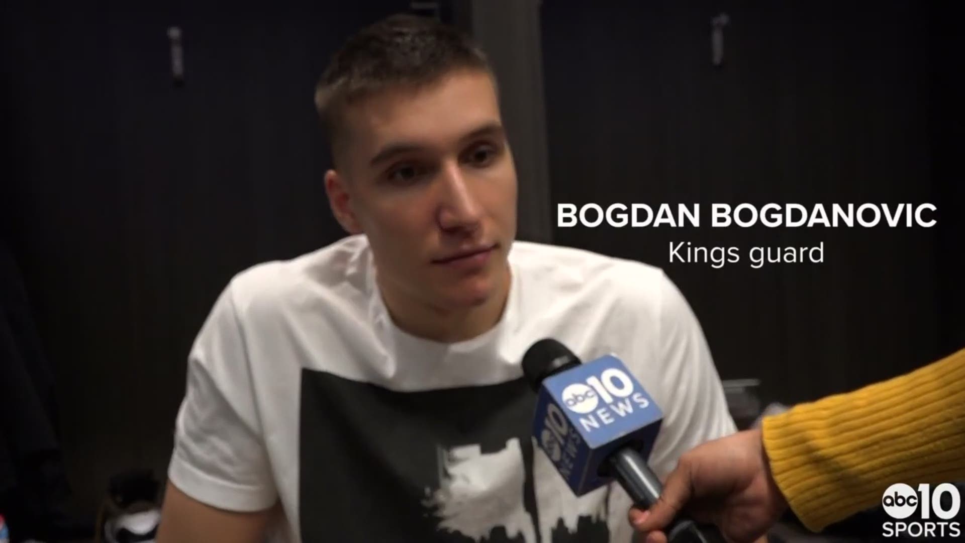 Sacramento Kings guard Bogdan Bogdanovic addresses the media after a 113-106 loss to the Chicago Bulls at home.