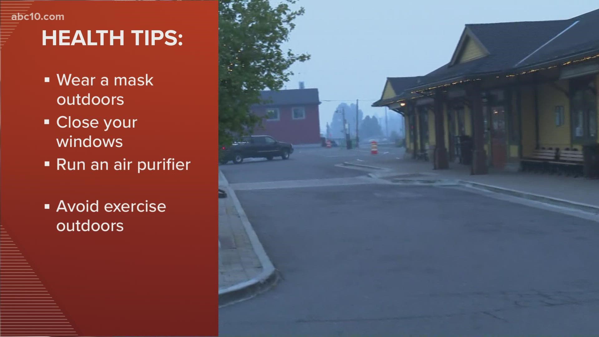 IQAir suggests wearing a mask outdoors, closing windows and running an air purifier if you live in an area that's seeing heavy wildfire smoke.