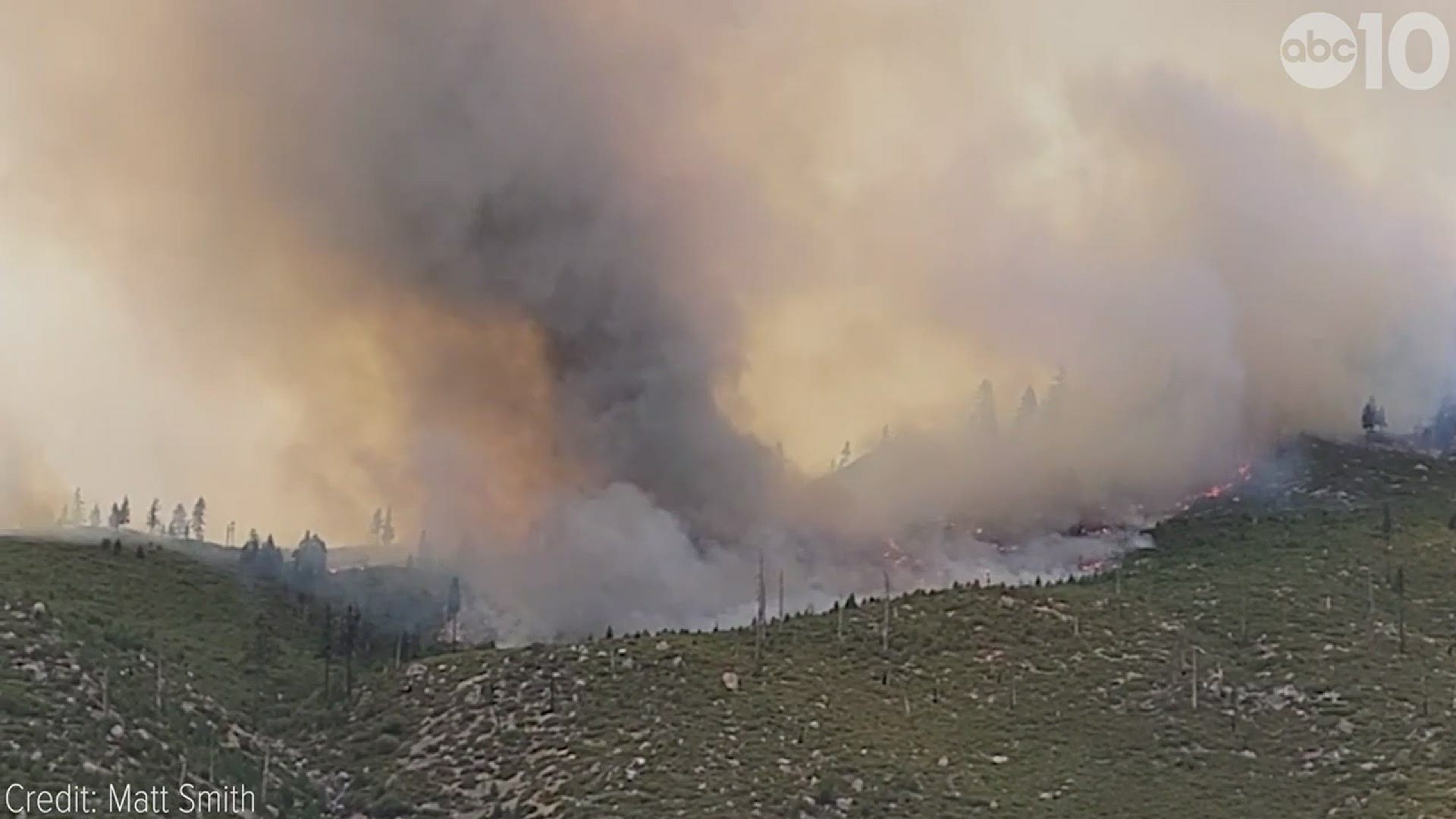 Here is a closer look at the Tamarack fire burning in Markleeville.