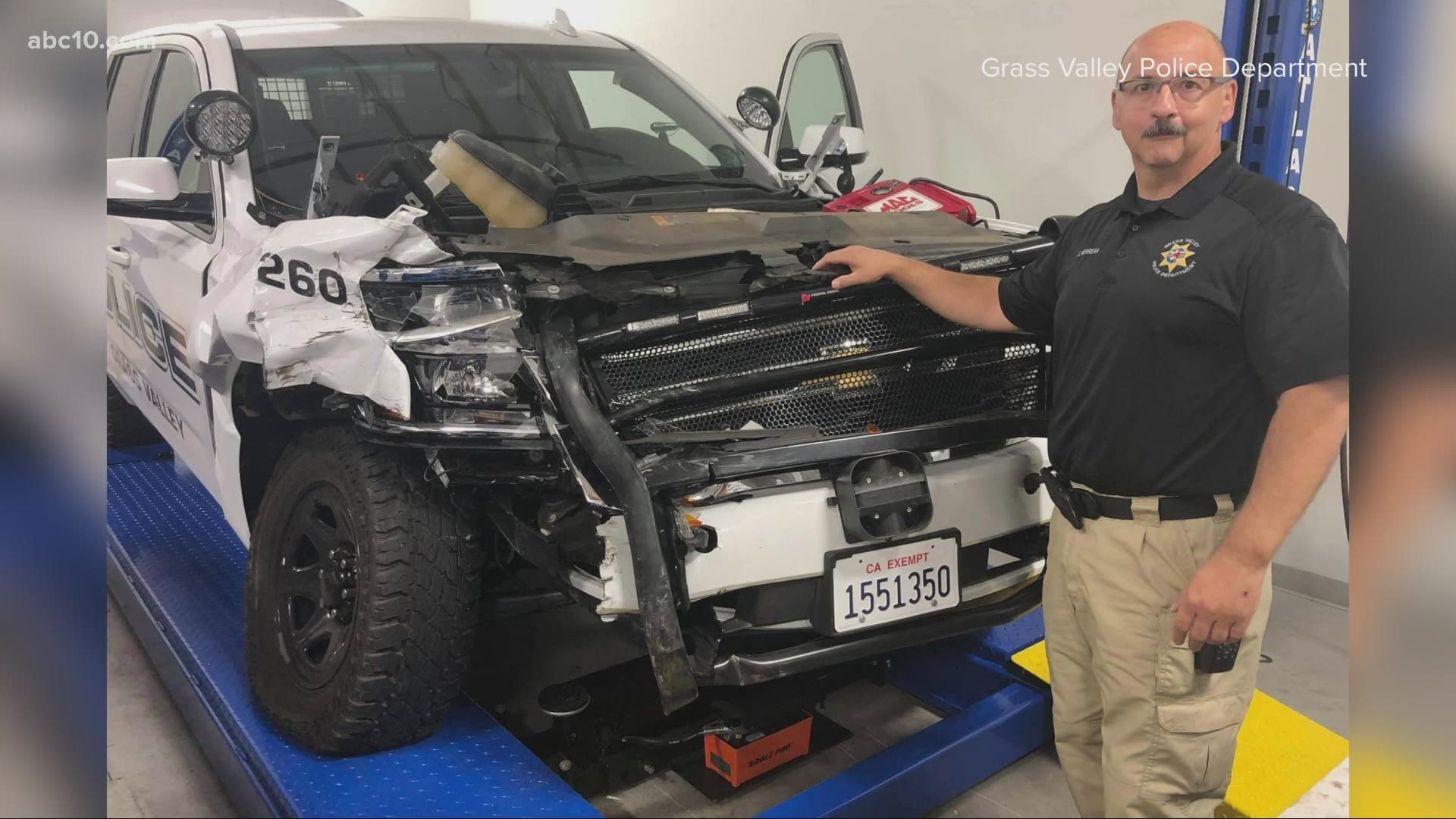 Grass Valley police said the officer who crashed into a suspect driving the wrong way on Highway 49 returned to patrol on Wednesday.