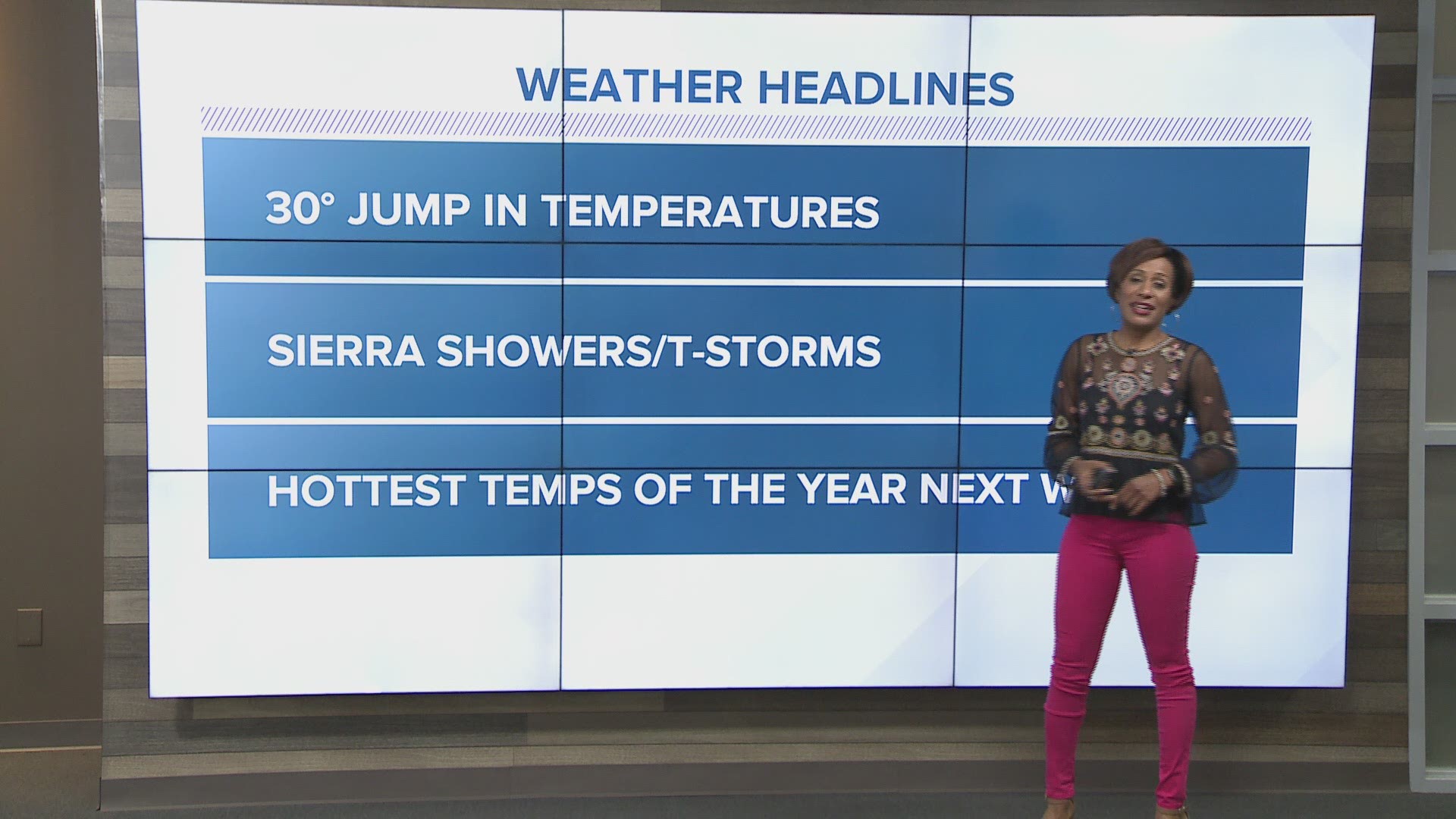 Warmer temps continue through the weekend.  Showers and possible thunderstorms remain in the forecast for the Sierra.