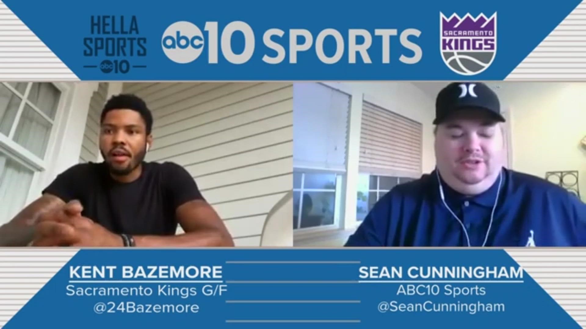 Kings G/F Kent Bazemore joins ABC10's Sean Cunningham from Orlando on Thursday, the eve before the NBA season restart to discuss their game against the Spurs & more.